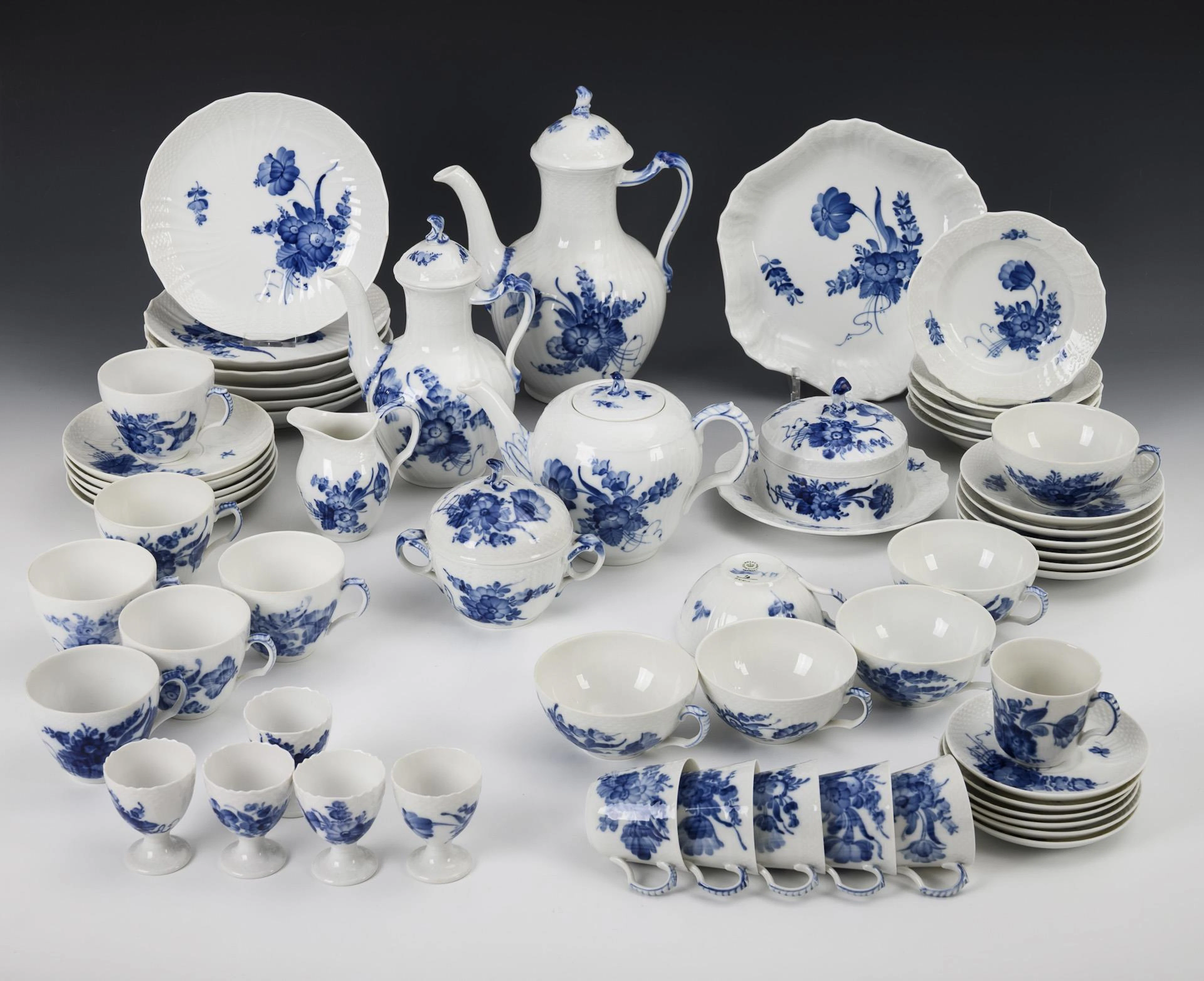 Coffee, mocha and tea service "Blue Flower". Royal Copenhagen.