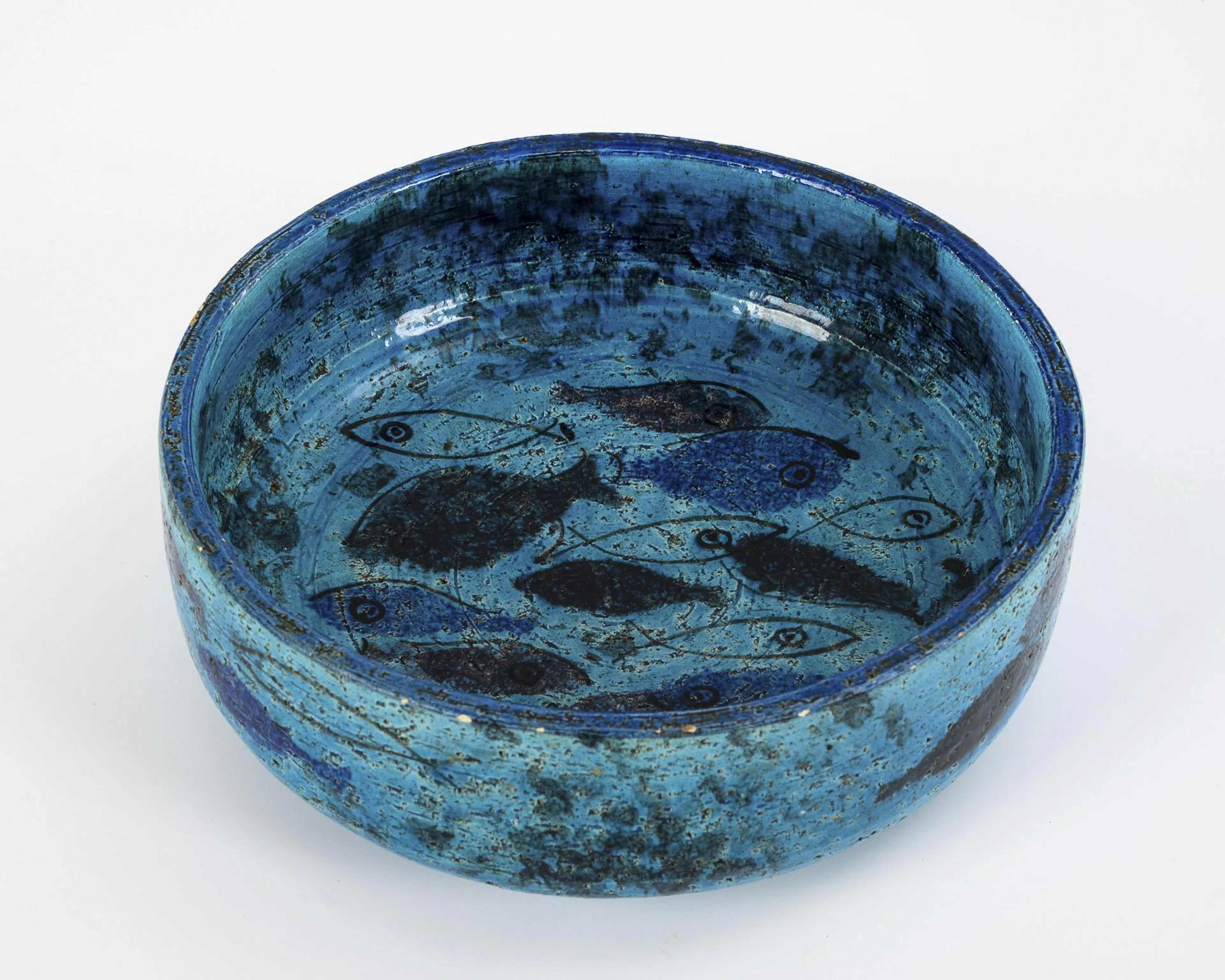Modern "Rimini Blu" fishbowl by Aldo Londi. Bitossi.