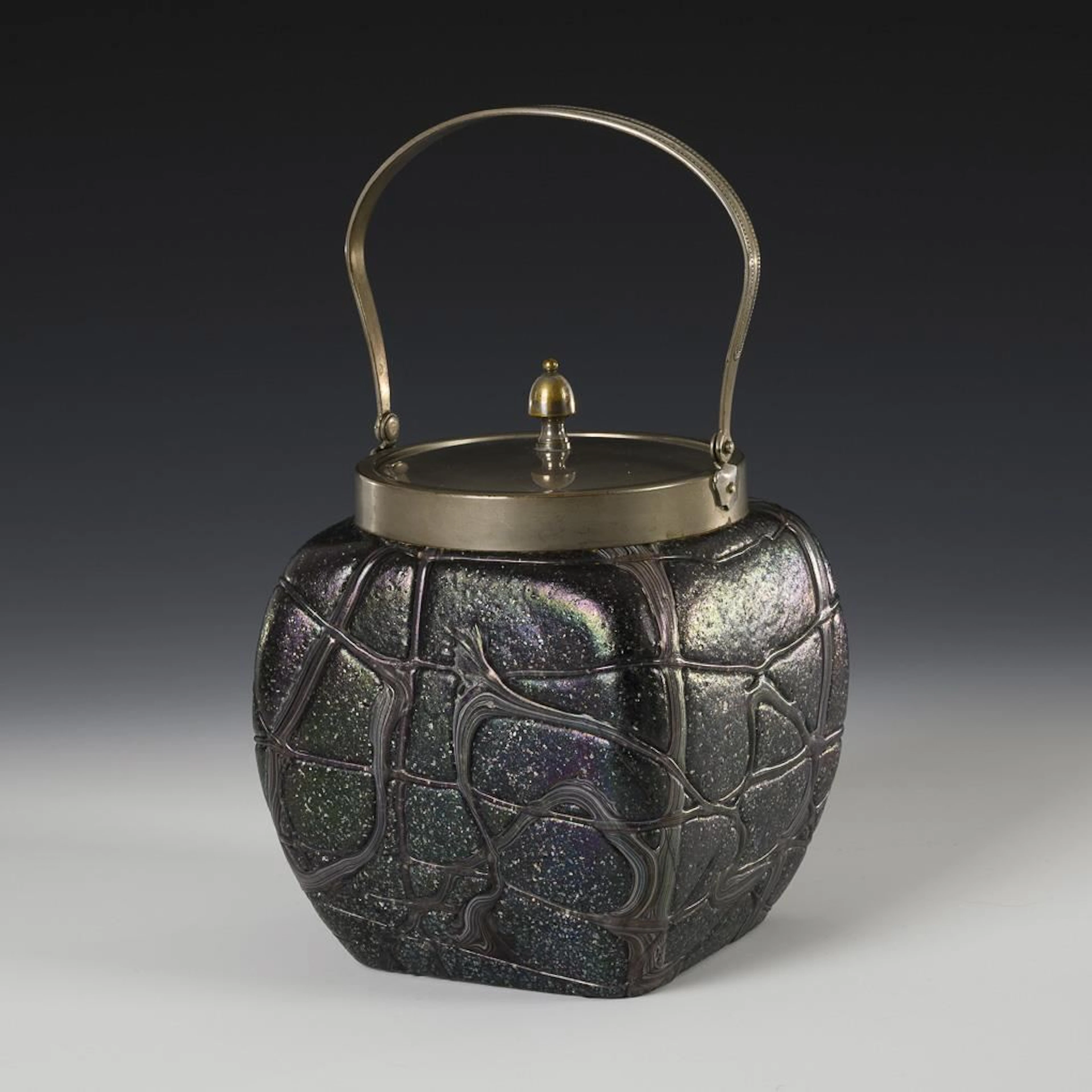 Art Nouveau cookie jar with metal mount. Elisabeth.