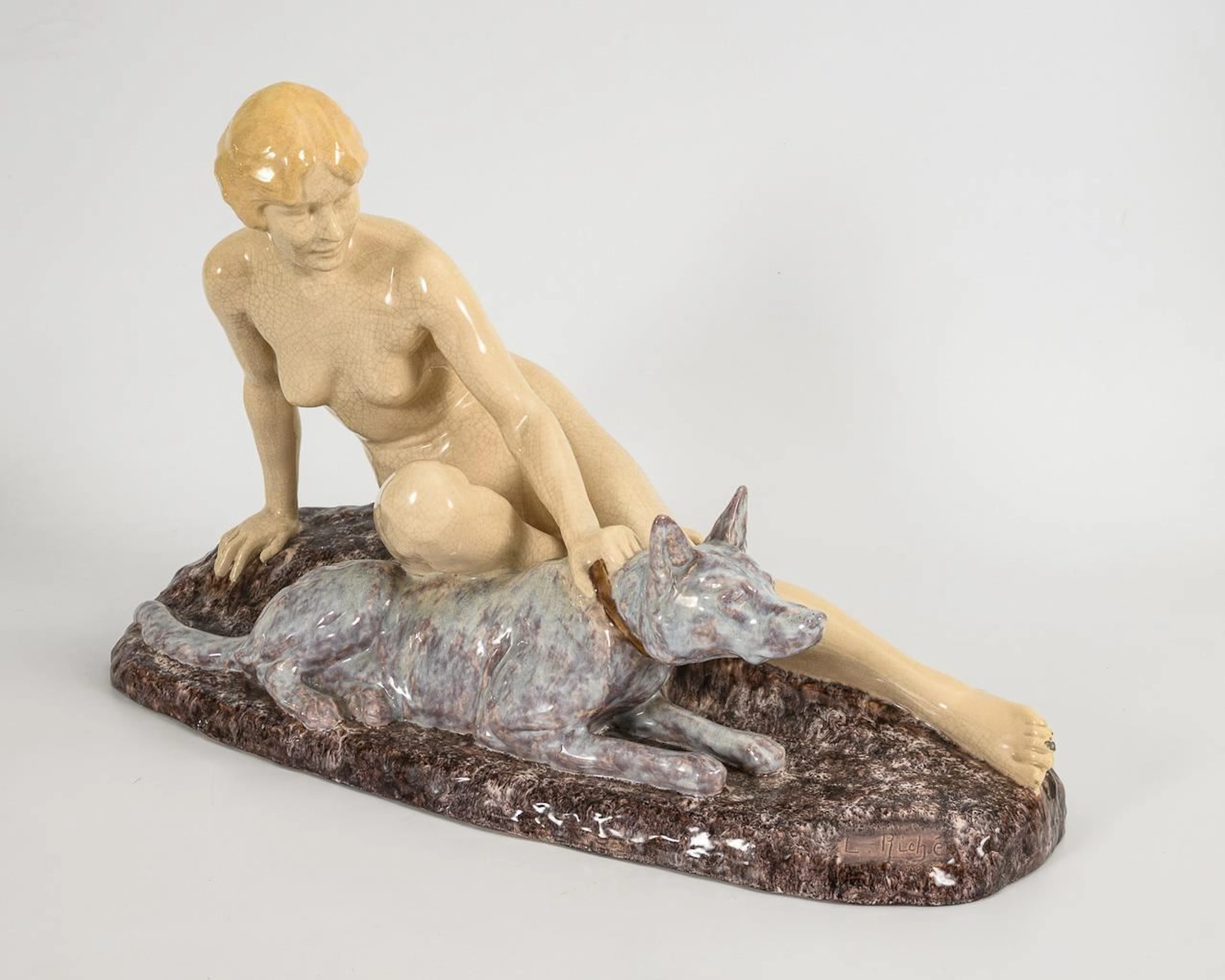 Seated Female Nude with Dog.