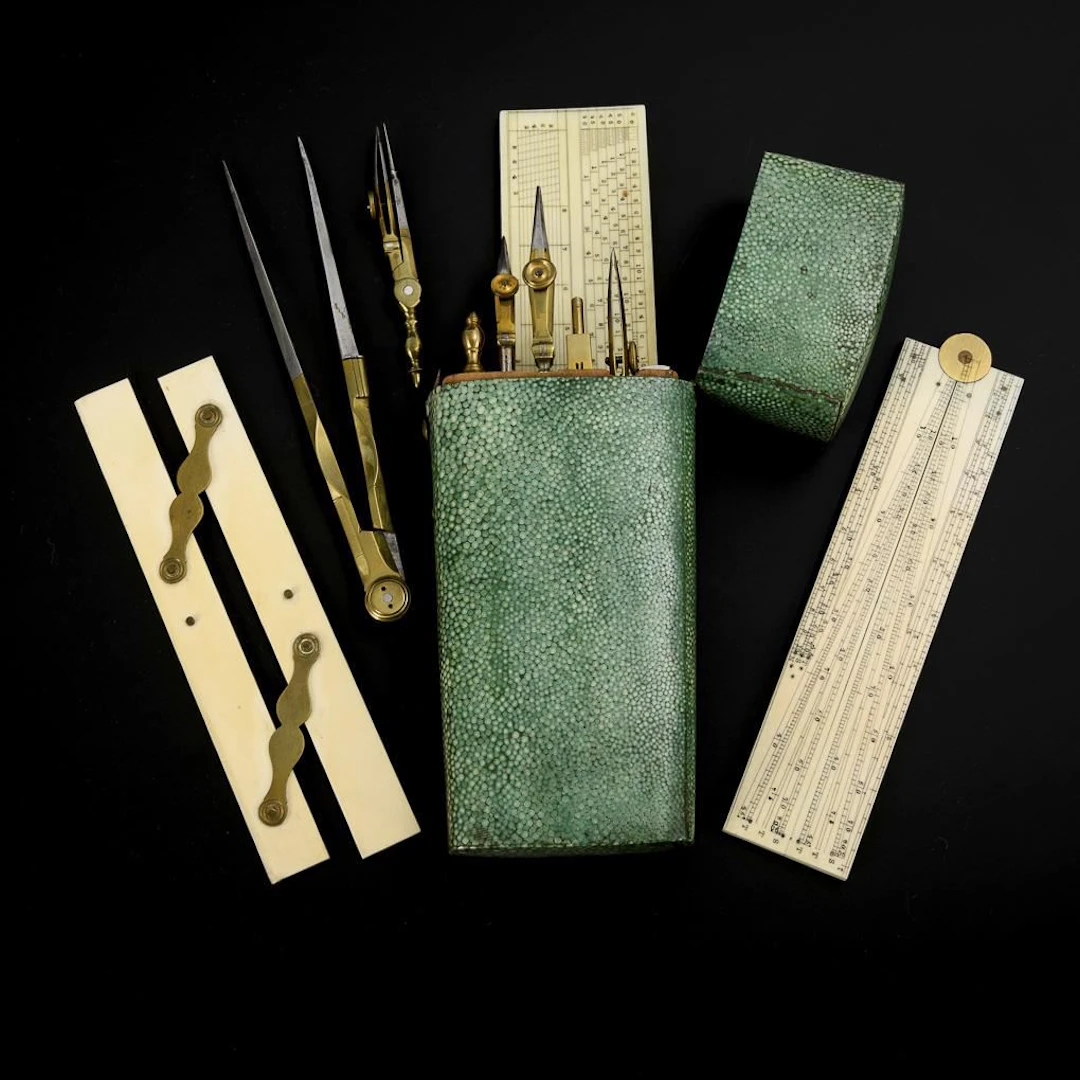 W and S Jones Pocket Ruler and Compass Set.