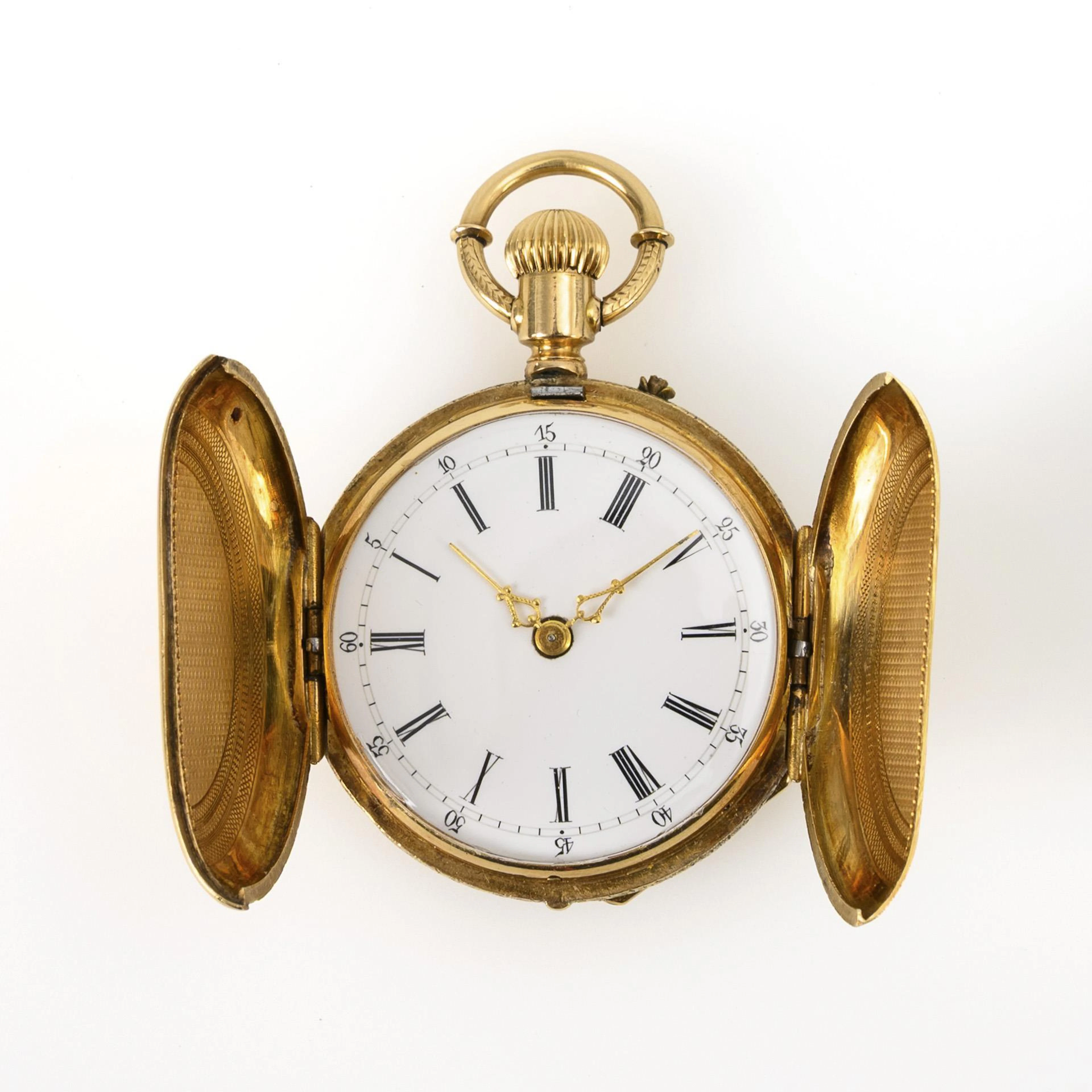 Exceptional gold ladies' pocket watch with split spring lid.