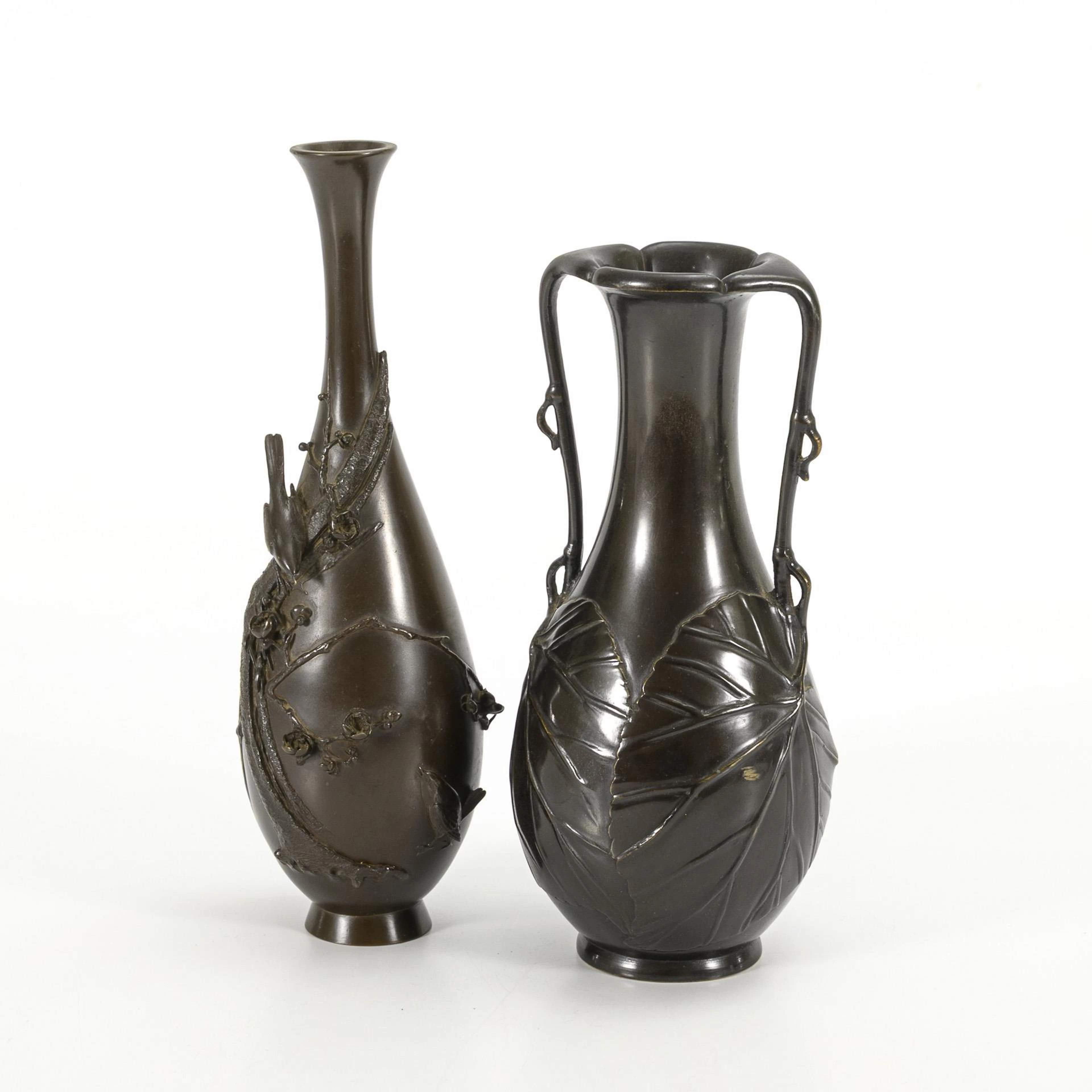 2 bronze vases.
