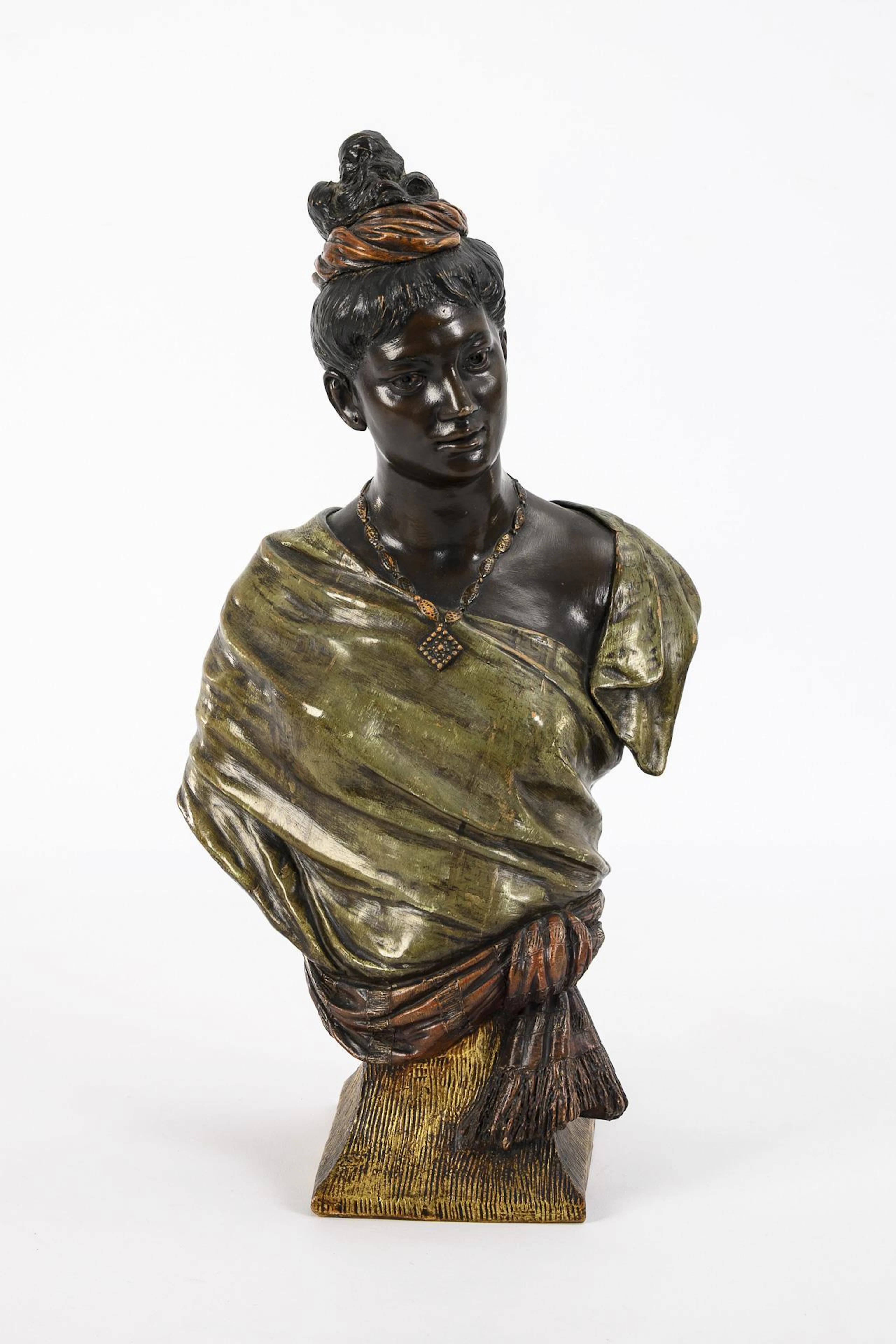 Small Art Nouveau terracotta bust "North African woman". Viennese