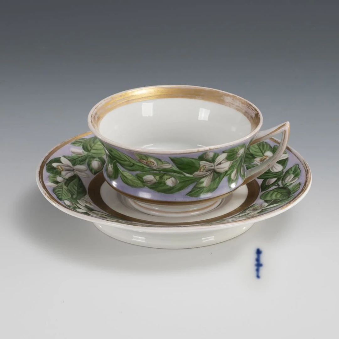 Display cup with orange blossoms. KPM Berlin.