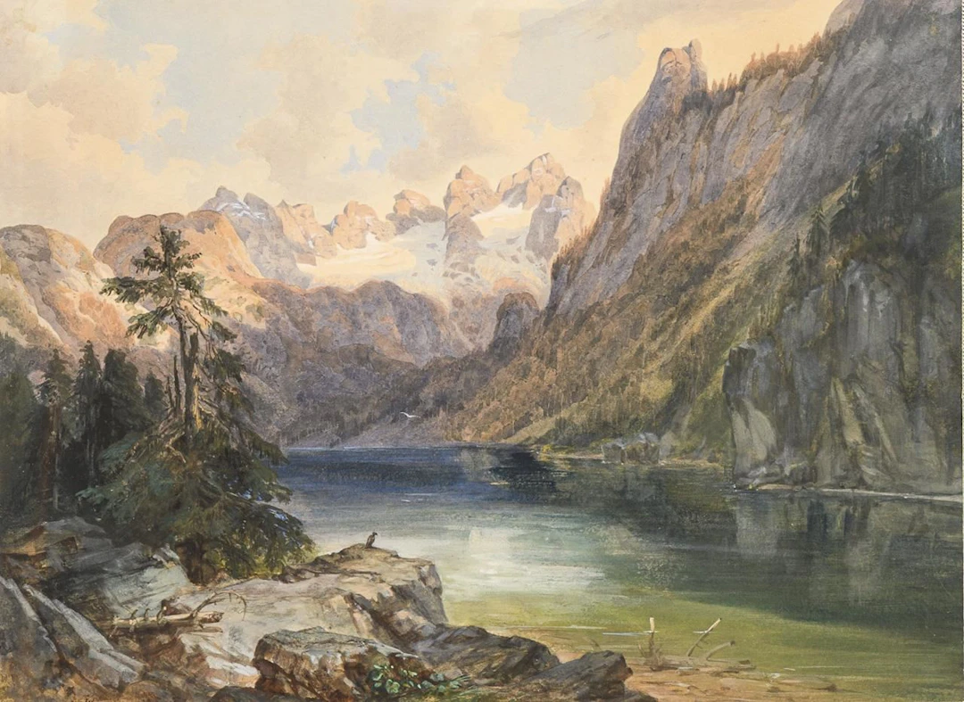 Indistinctly signed: The Lower Gosausee with the Dachstein