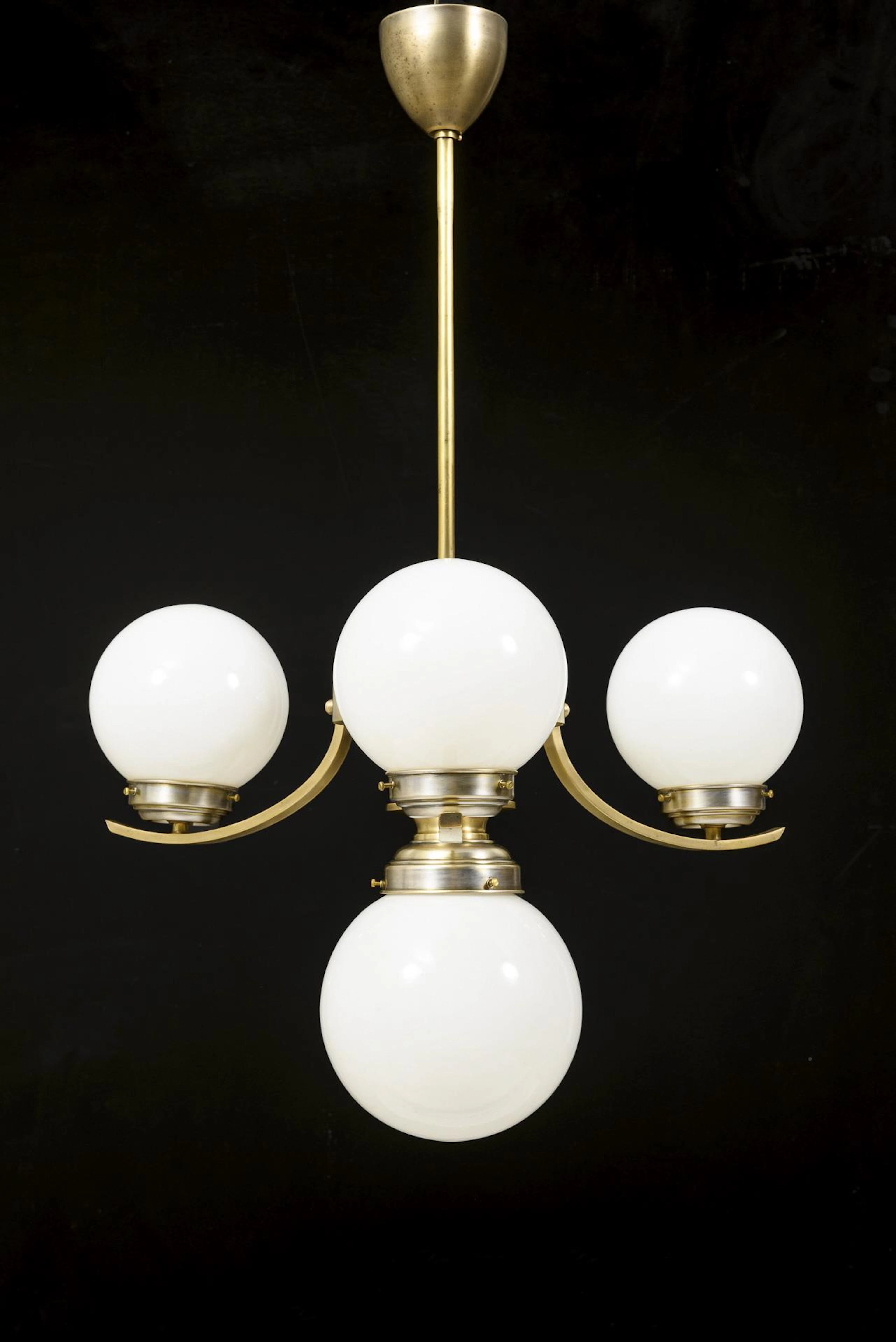 4-flame Art Nouveau ceiling lamp.