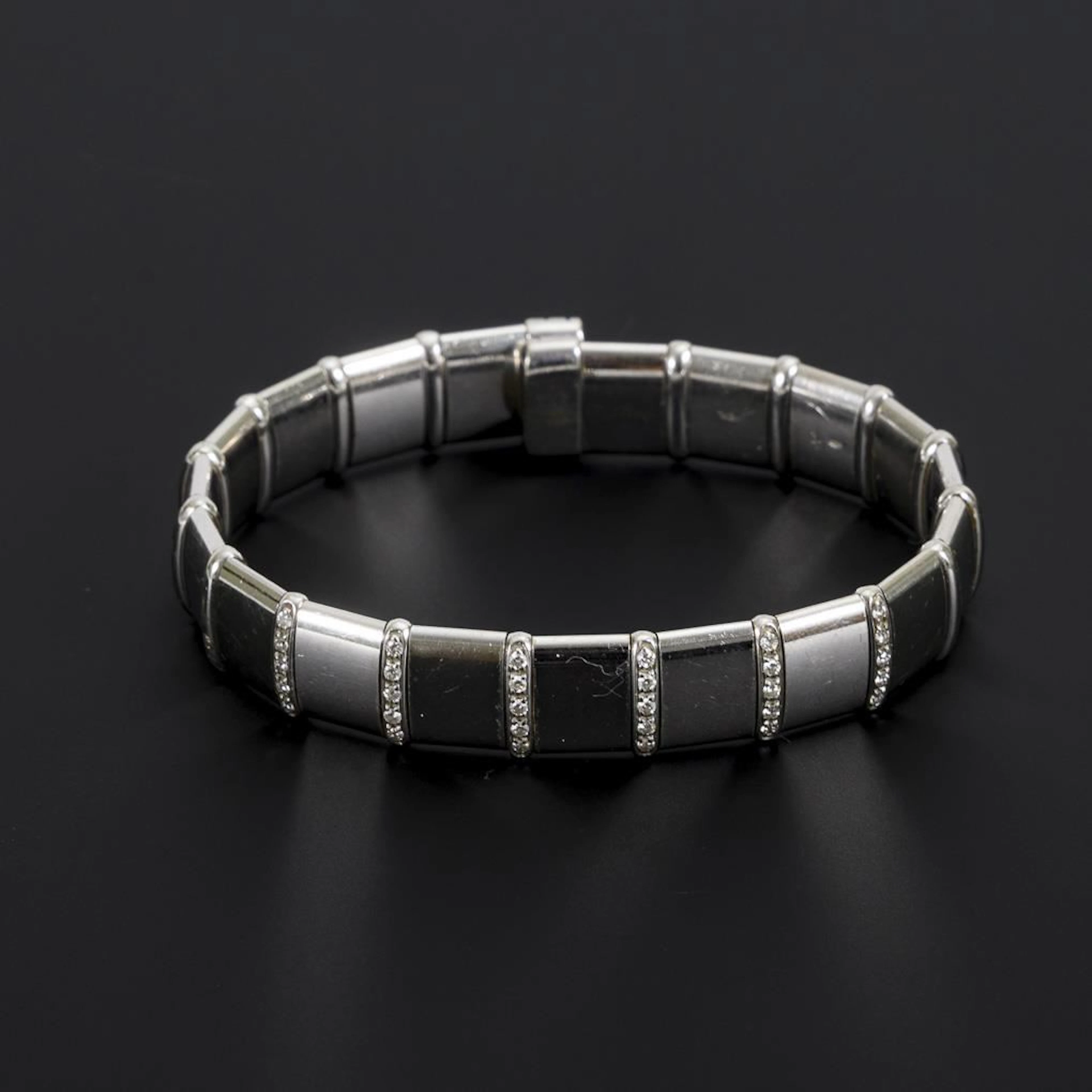 Bracelet with diamond-set bars.