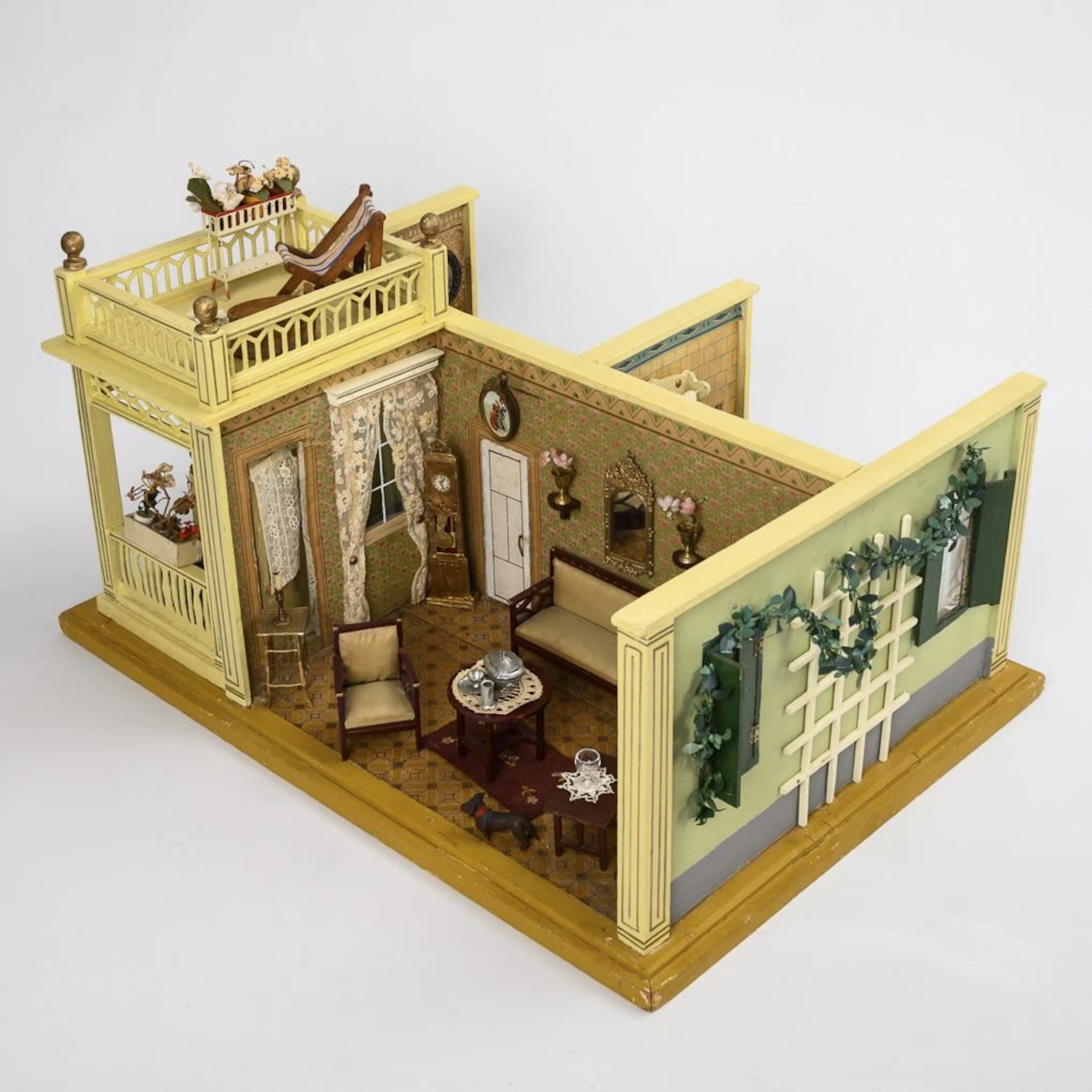 Rare dollhouse with a veranda and a rooftop terrace. Moritz Gottschalk.