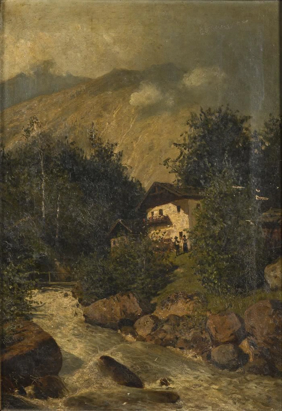 Mountain Landscape with a Farmstead by a Stream