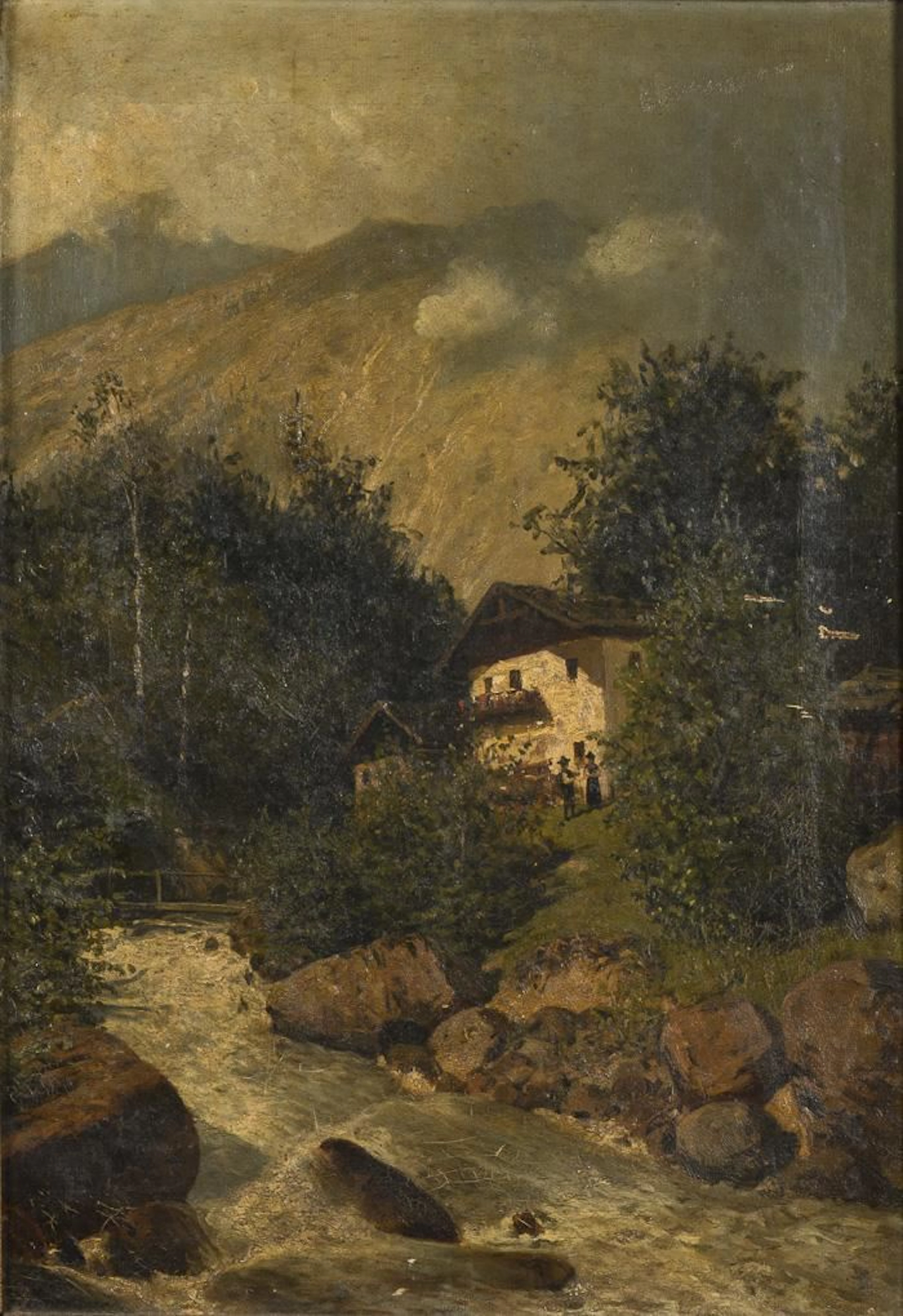 Mountain Landscape with a Farmstead by a Stream