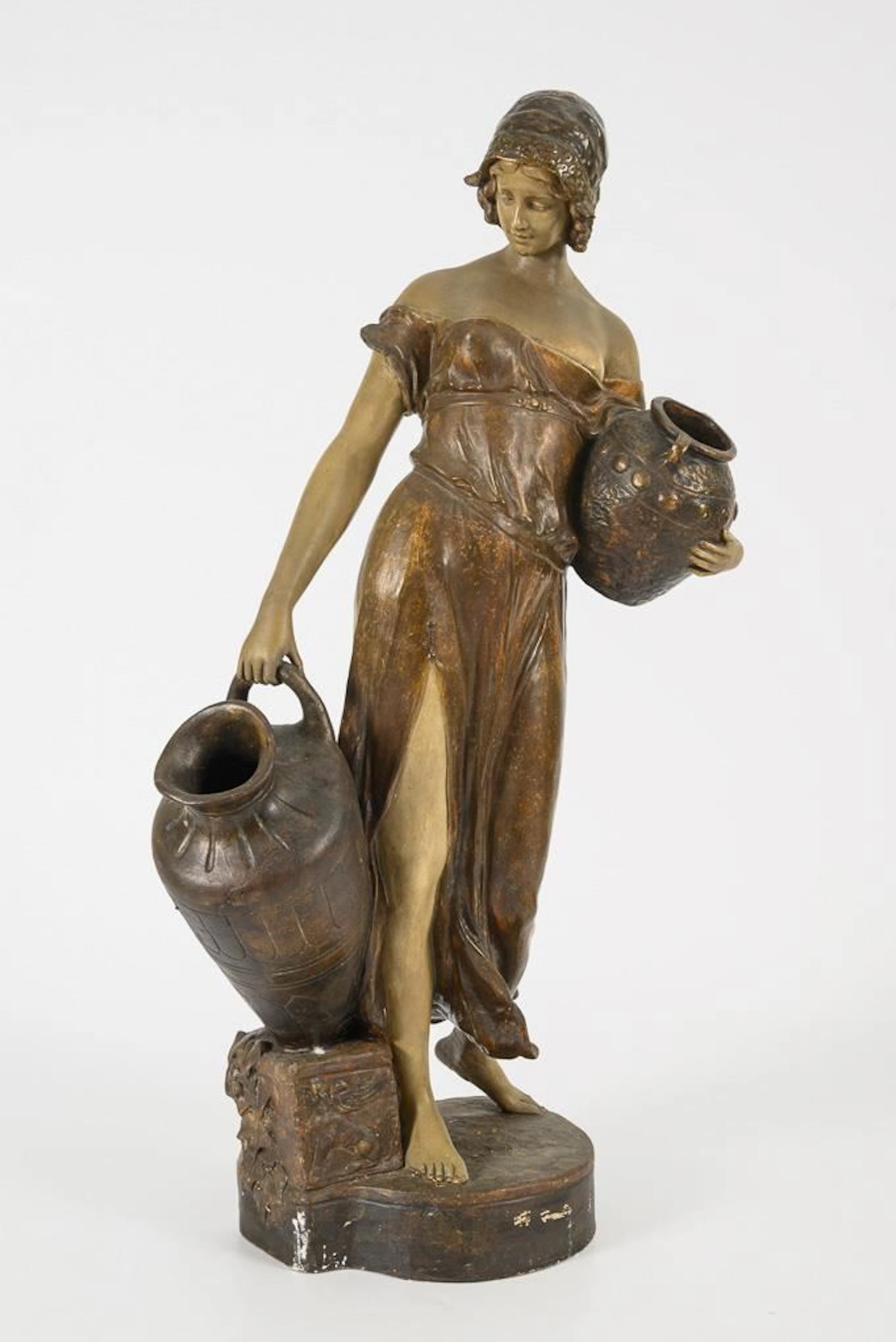 "Water Carrier" figurine. Vienna-based manufacturer Friedrich Goldscheider.