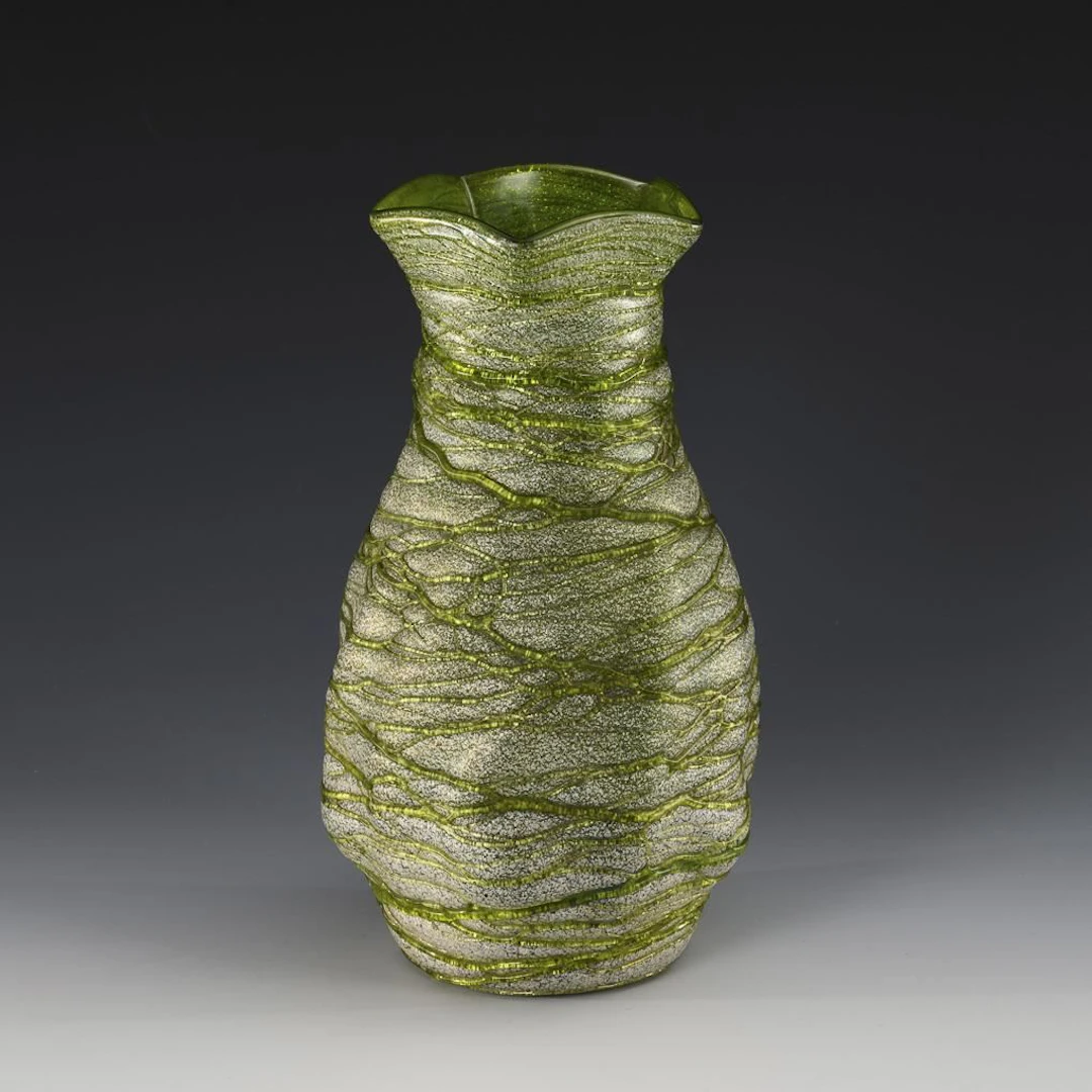 Art Nouveau vase with mica and thread decoration. Kralik.