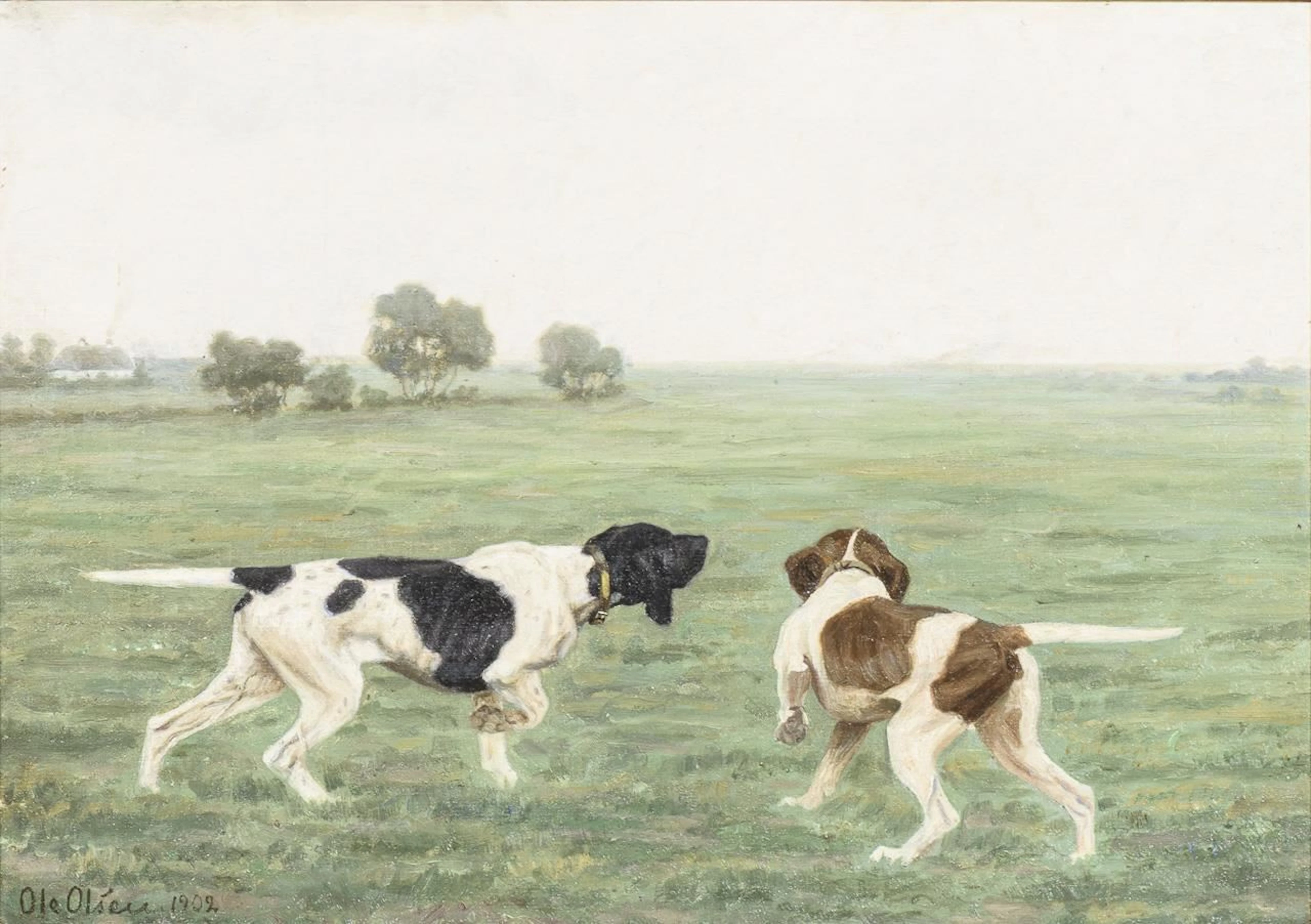 OLSEN, Ole(1869–1922), OLSEN, Ole(1869–1922), OLSEN, Ole, Two Hunting Dogs