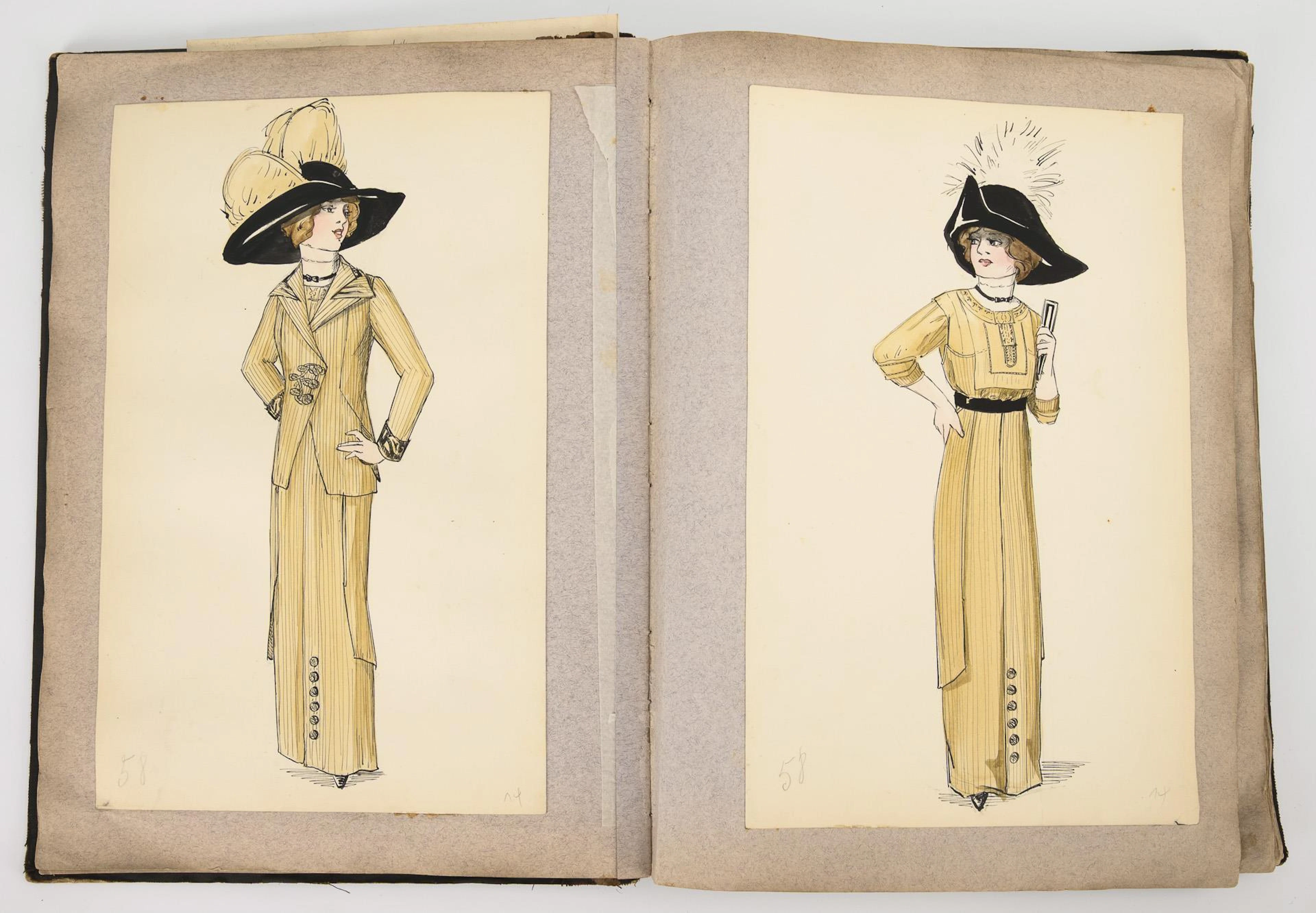 Album with 40 fashion drawings and designs
