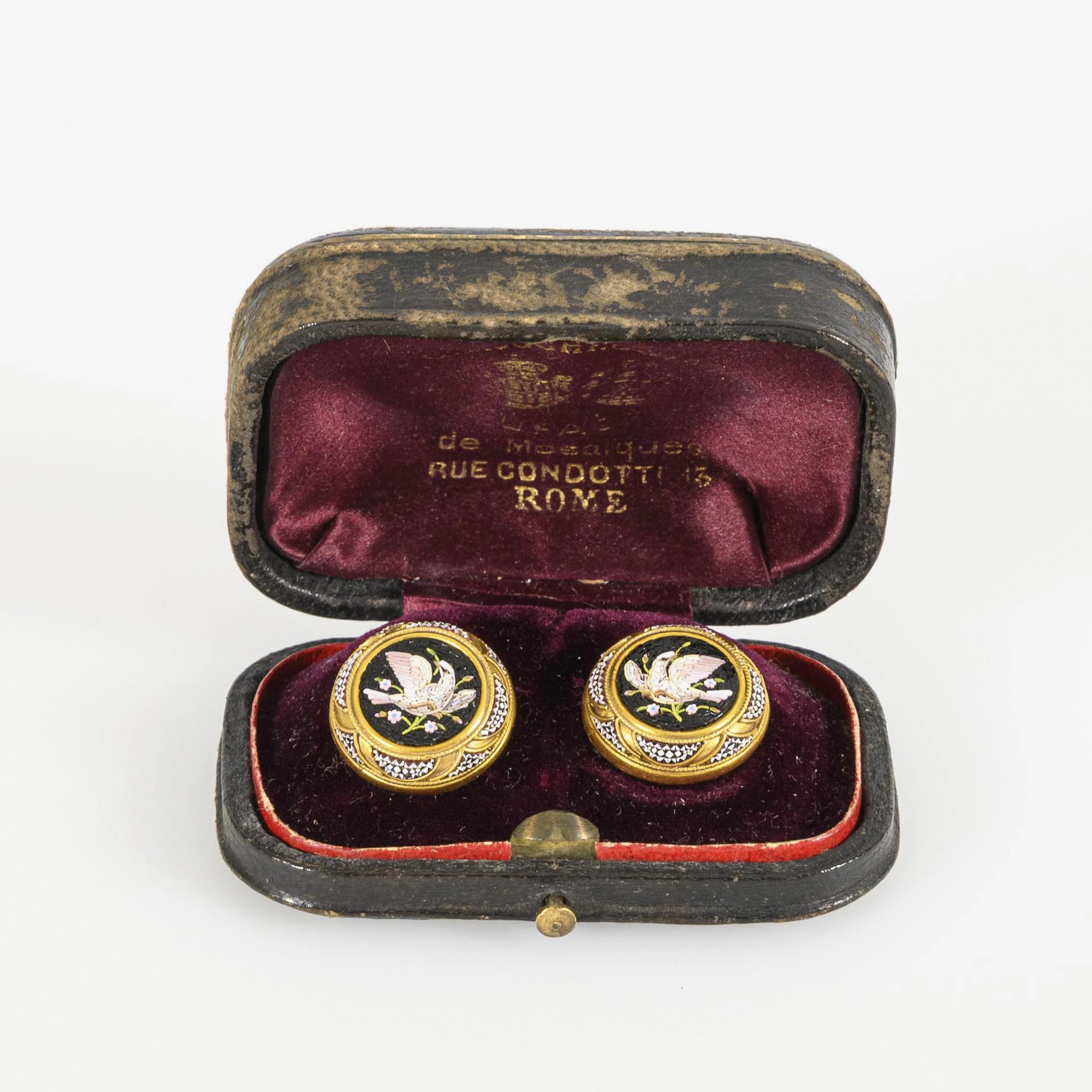 Historic sleeve buttons with micromosaic.