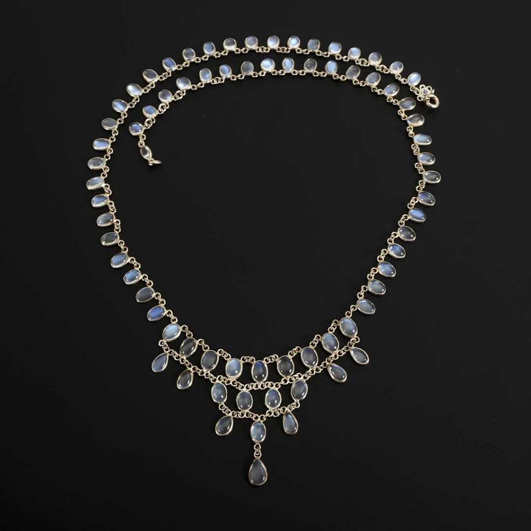 Necklace with moonstones.