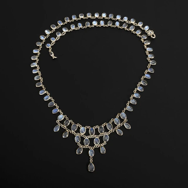 Necklace with moonstones.