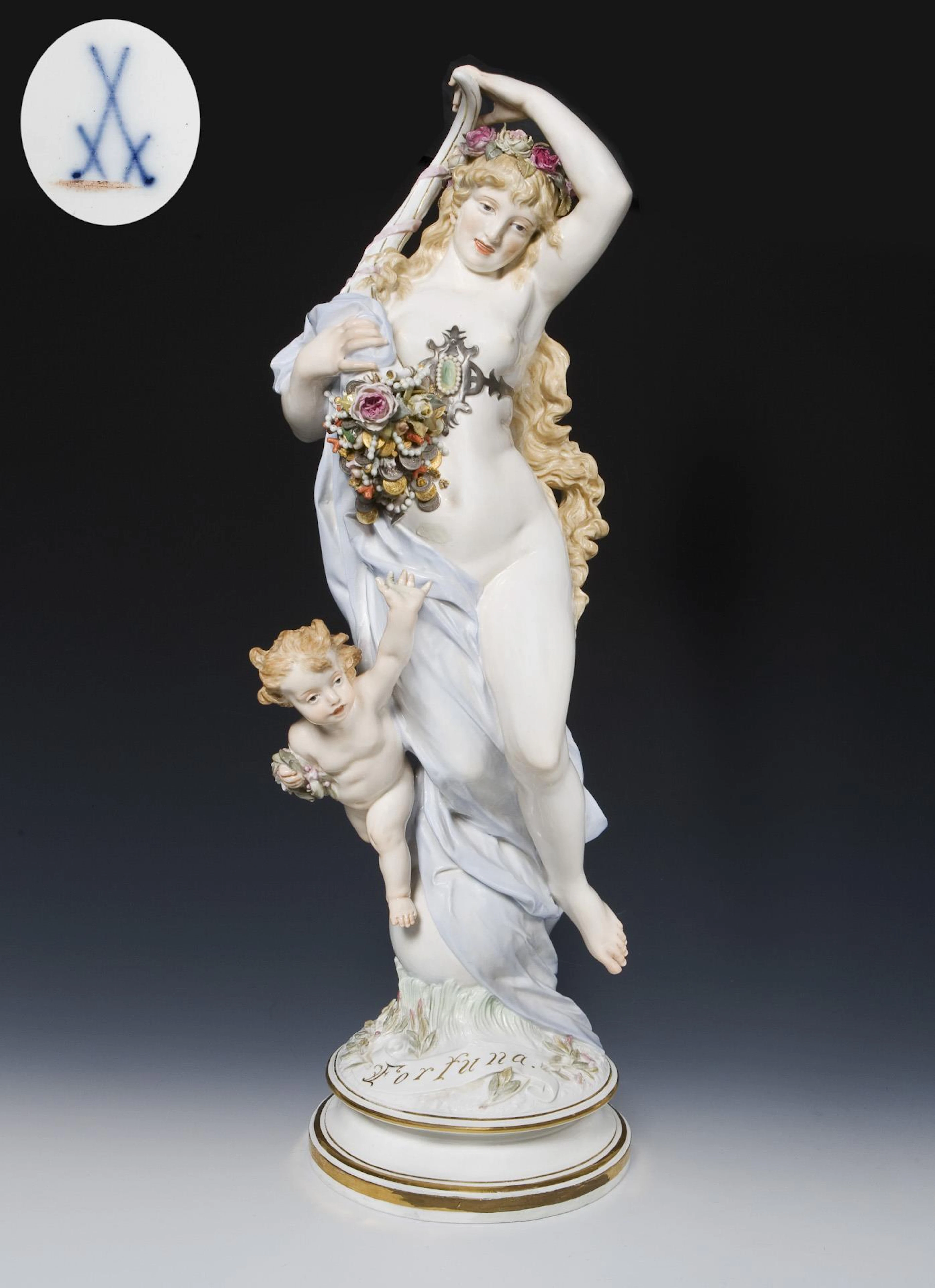 Large group of figures: Allegory - Happiness. Meissen.