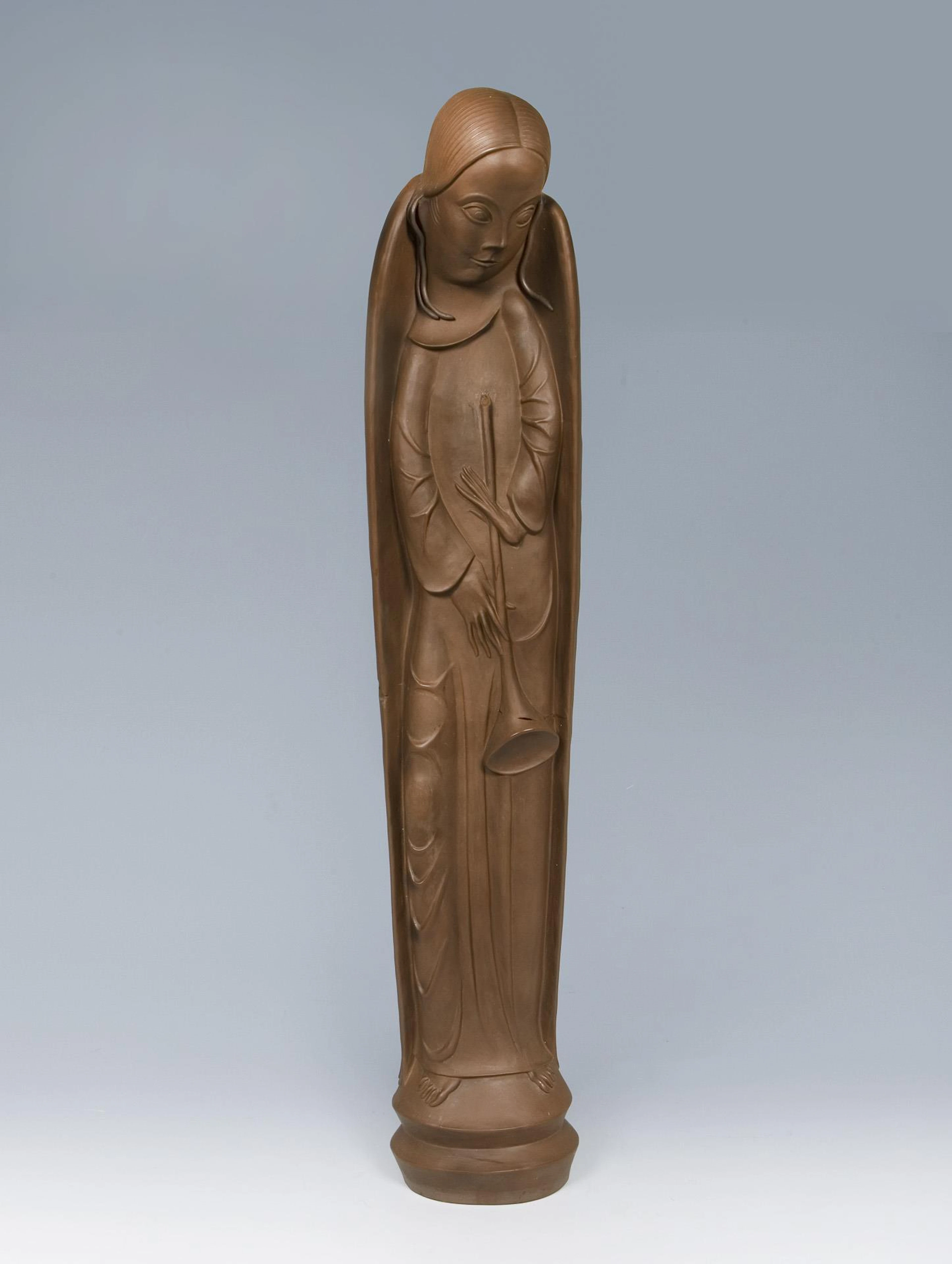 Large figurine: angel with trombone. Meissen.
