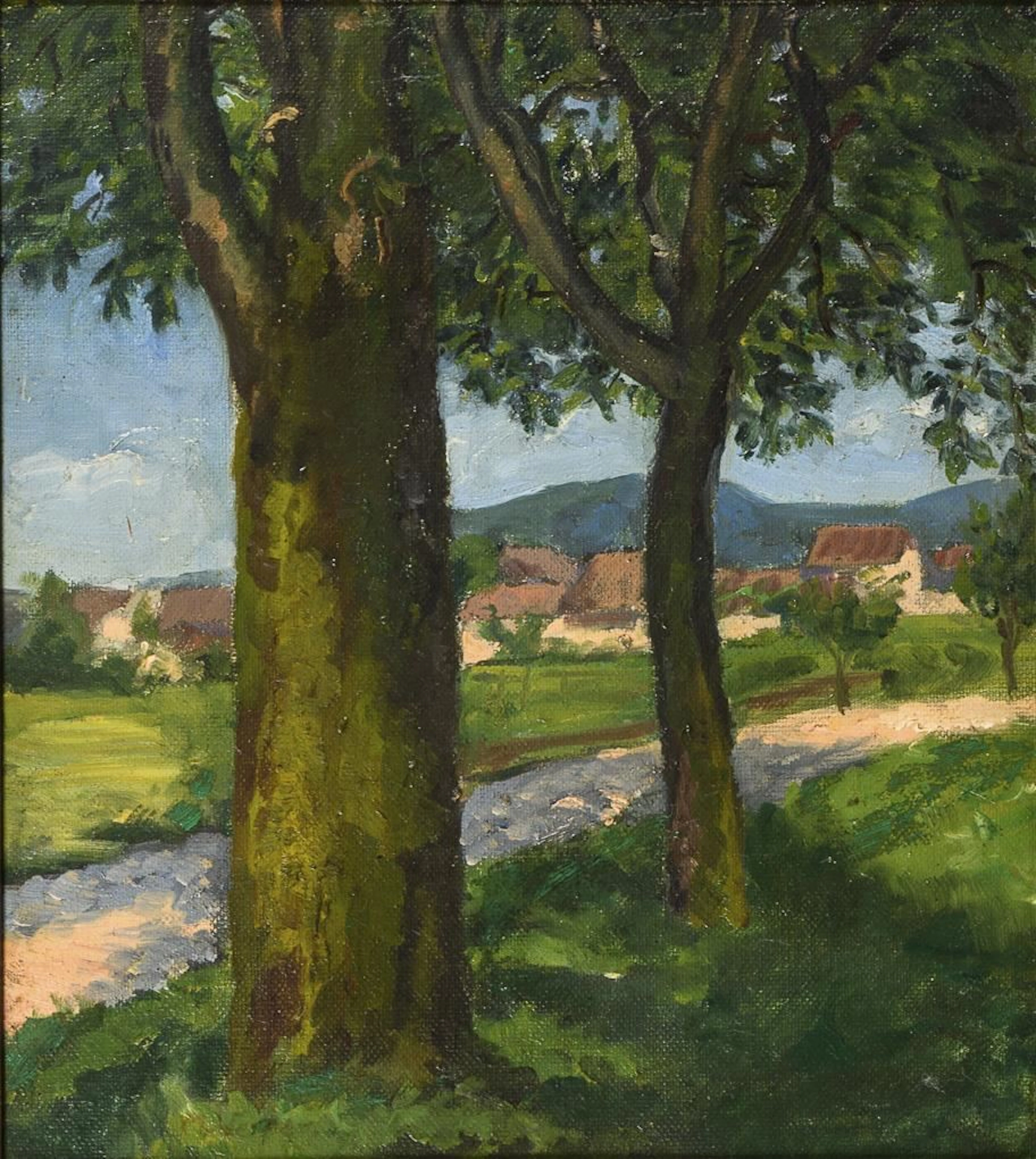 Indistinctly signed: Village Landscape