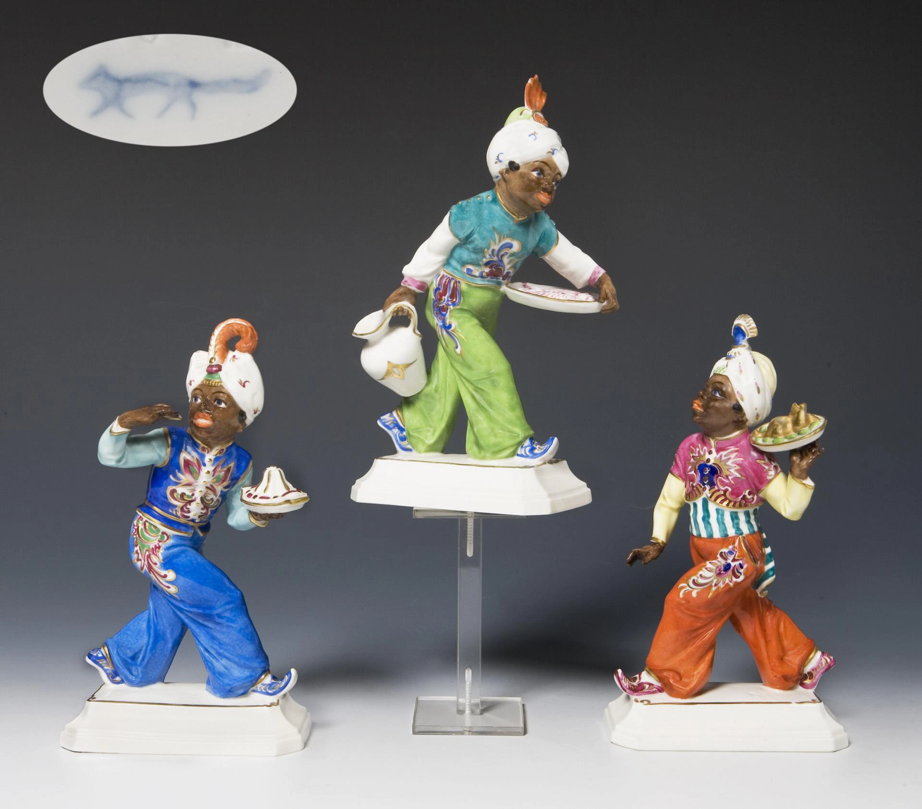 3 boys with serving platter. Schwarzburger Werkstätten für Porzellankunst