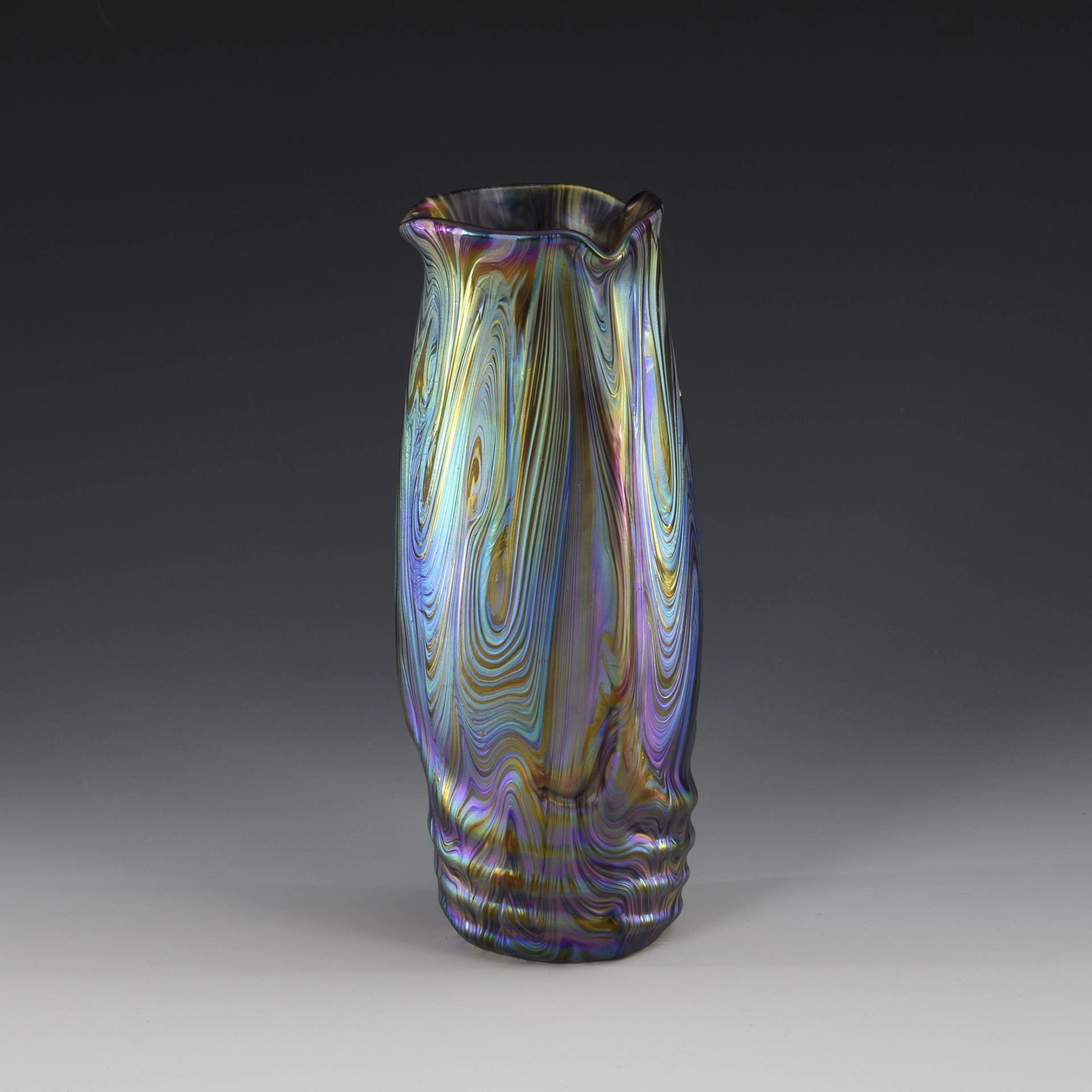Art Nouveau vase with warped crumbs. Kralik.