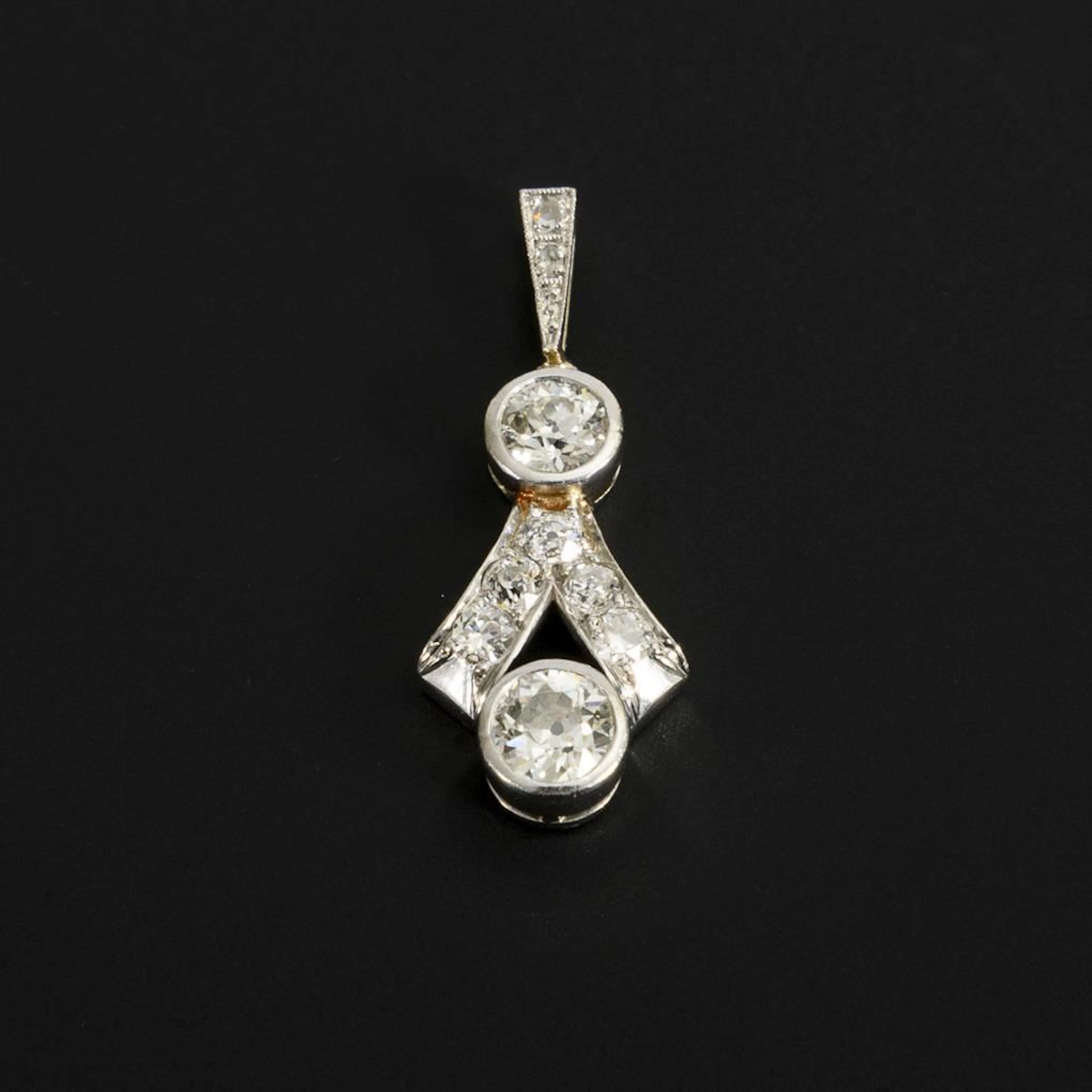 Art Deco pendant with large old-cut diamonds.