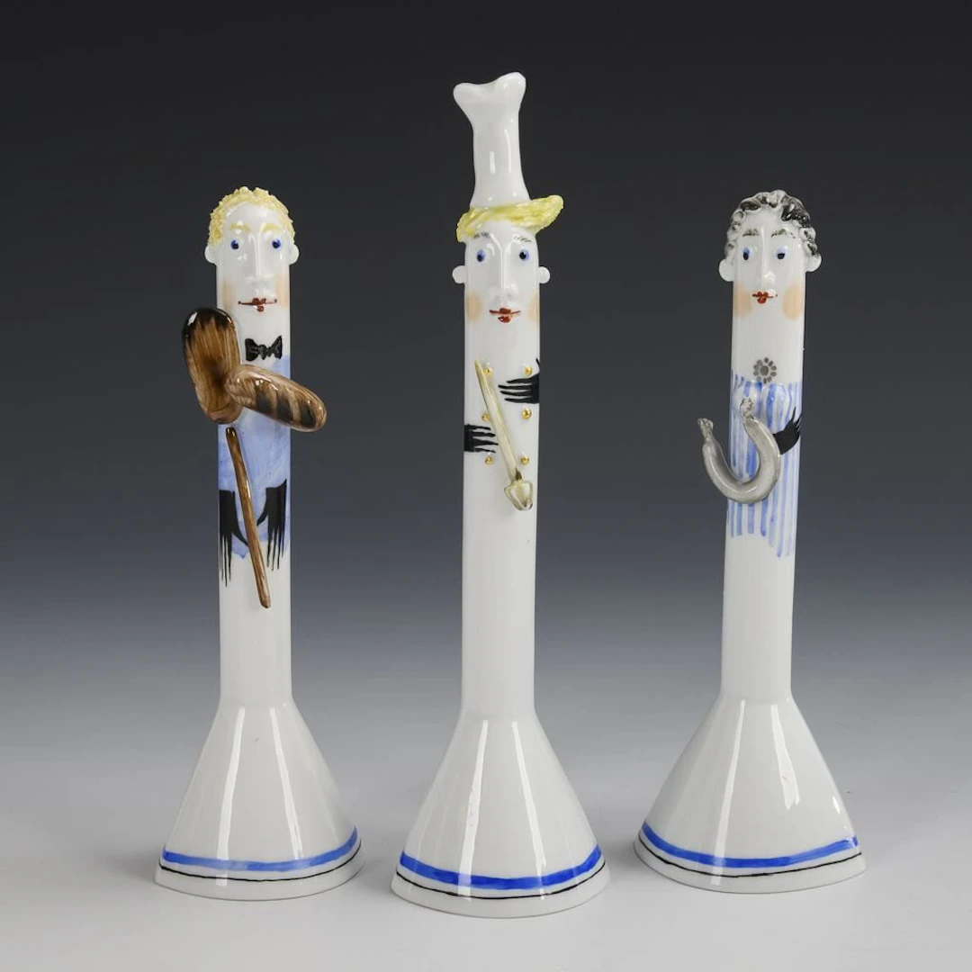3 figures: butcher, cook, and baker. Meissen.