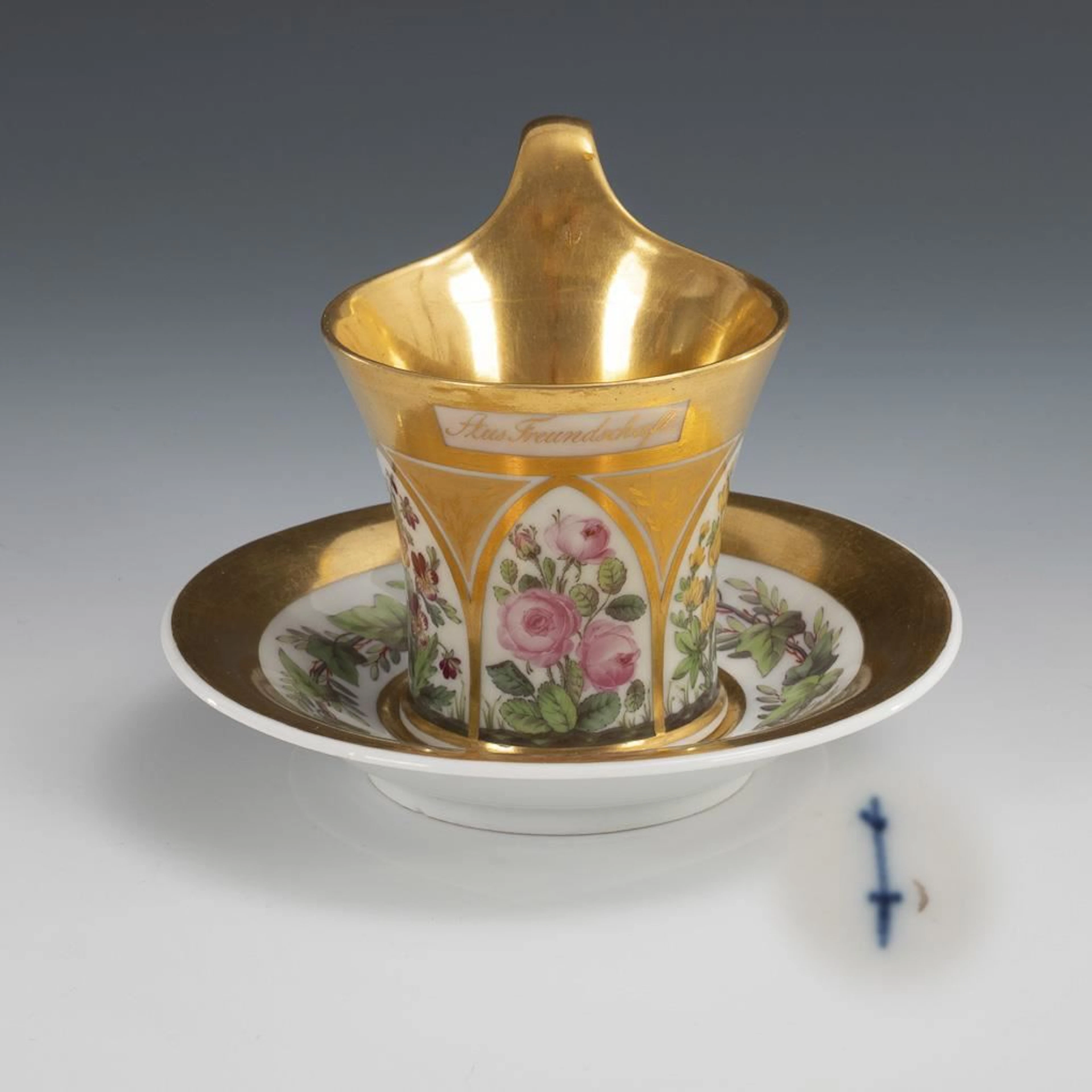 Friendship cup with floral design. KPM Berlin.
