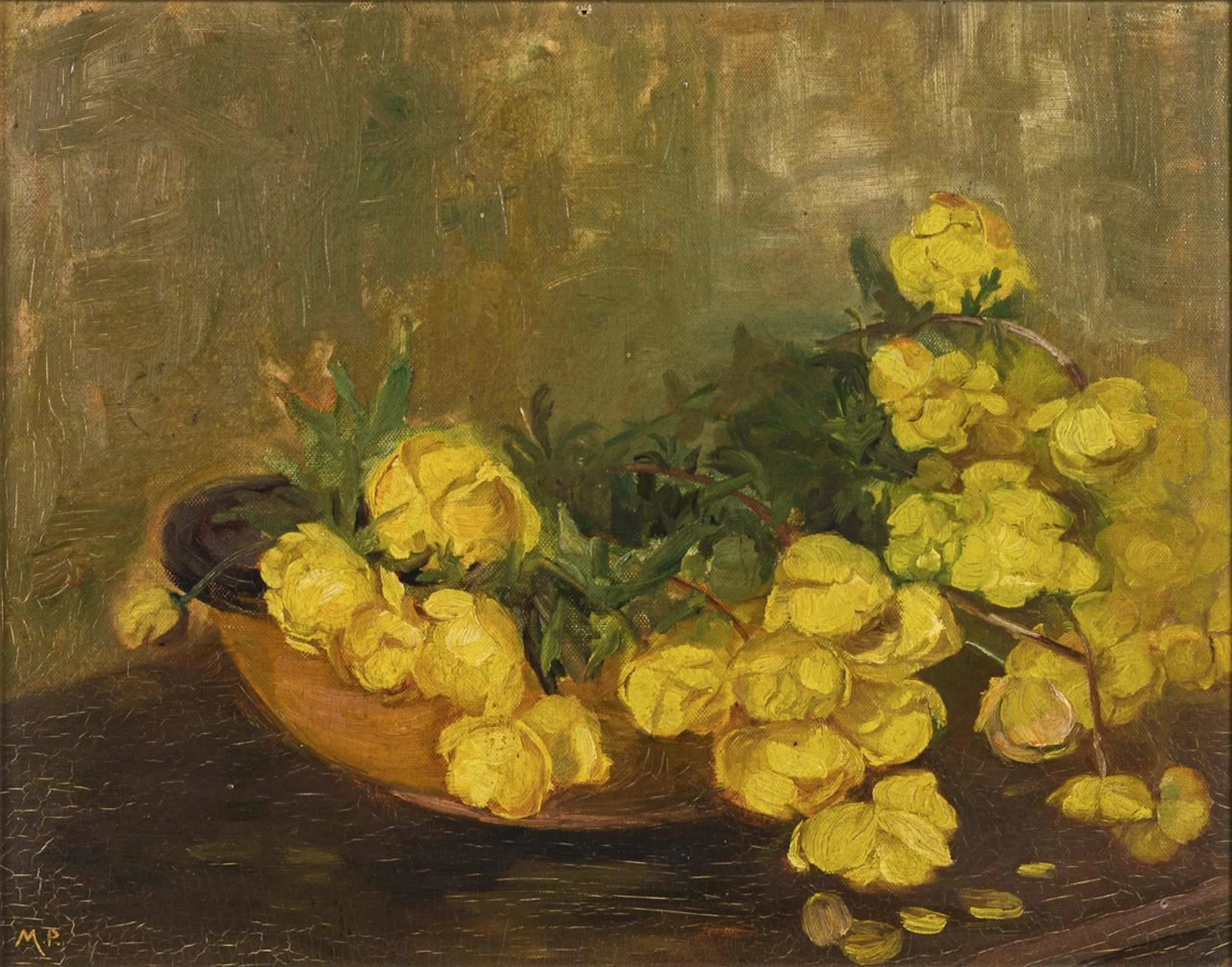 Artist "M.P.": Still Life with Yellow Roses