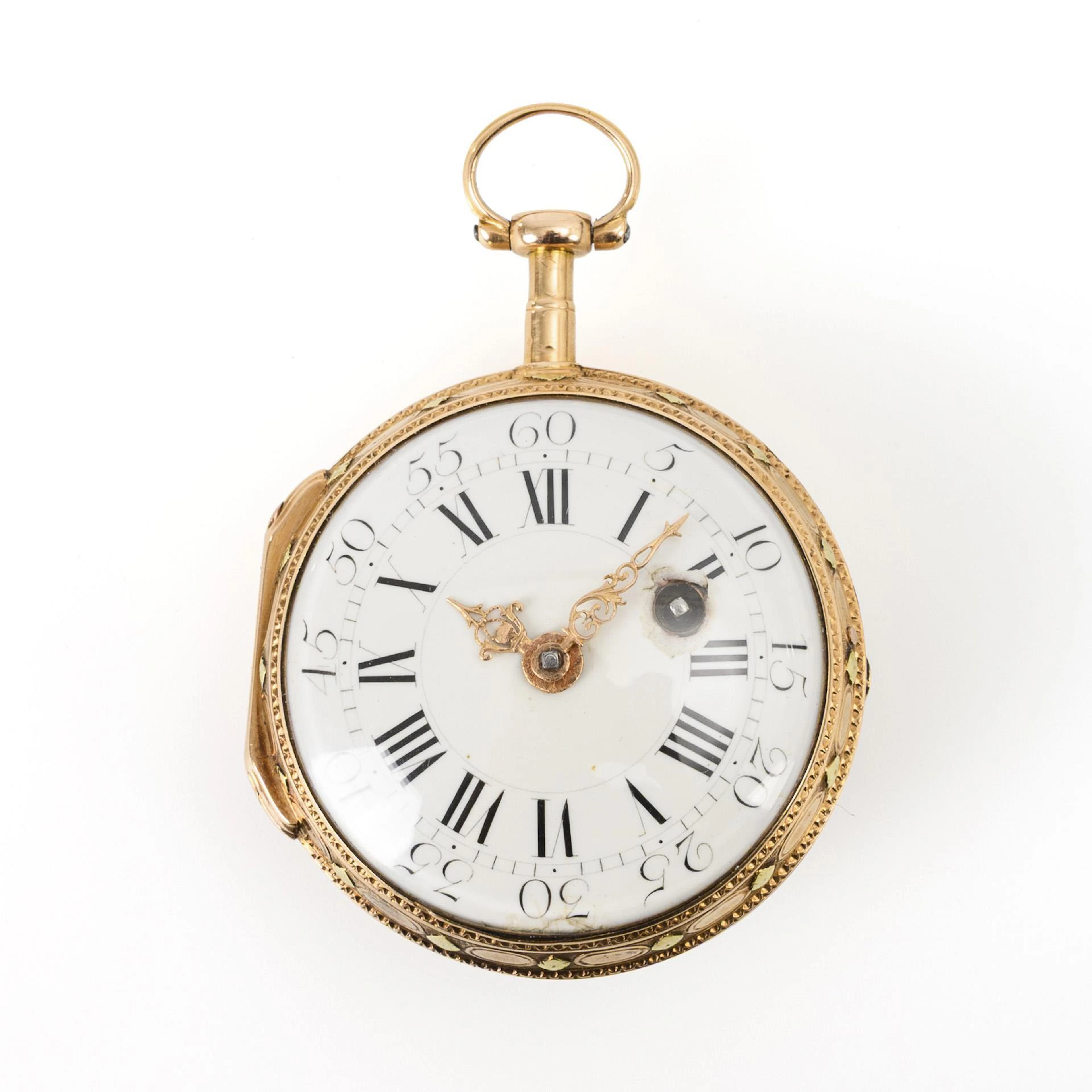 Golden baroque verge pocket watch. Jean Romilly, Paris.