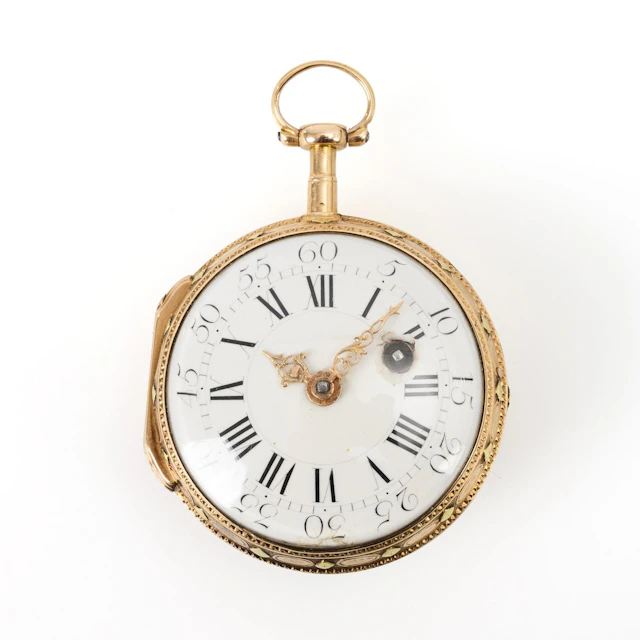 Golden baroque verge pocket watch. Jean Romilly, Paris.