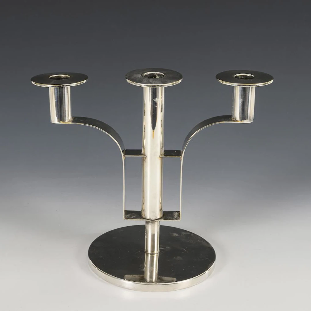 Silver-plated designer candlestick. Württembergische Metallwaren Fabrik.