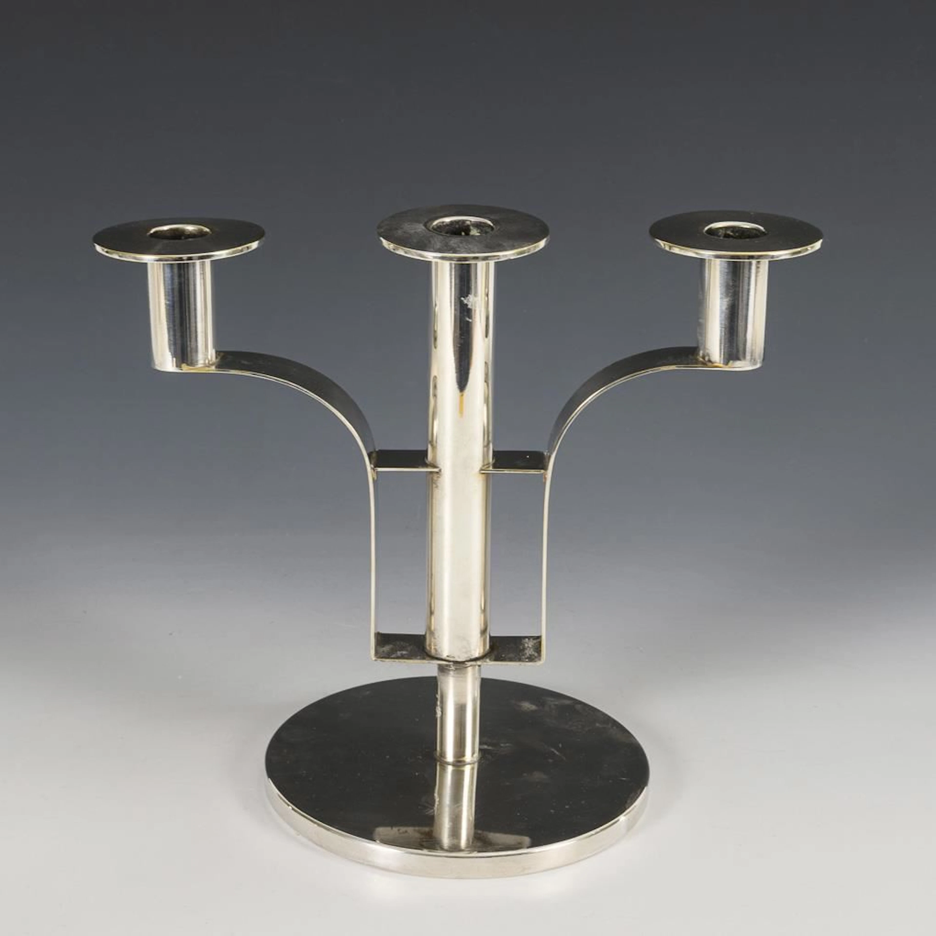 Silver-plated designer candlestick. Württembergische Metallwaren Fabrik.