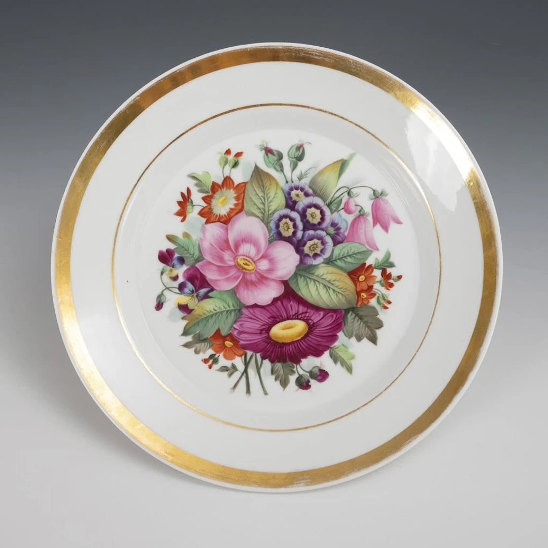 Biedermeier plate with floral design. KPM Berlin.