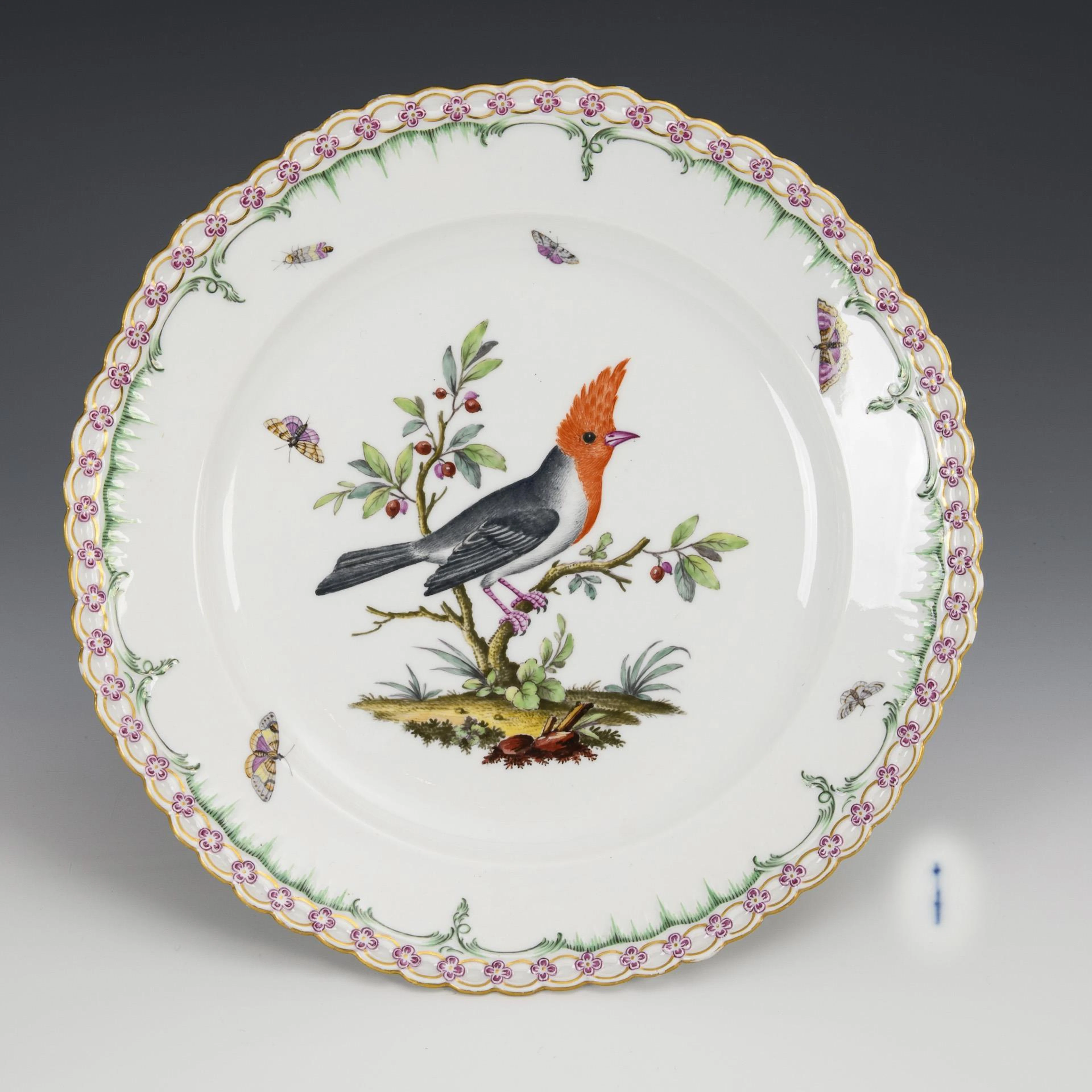 Plate with bird and insect painting. KPM Berlin.