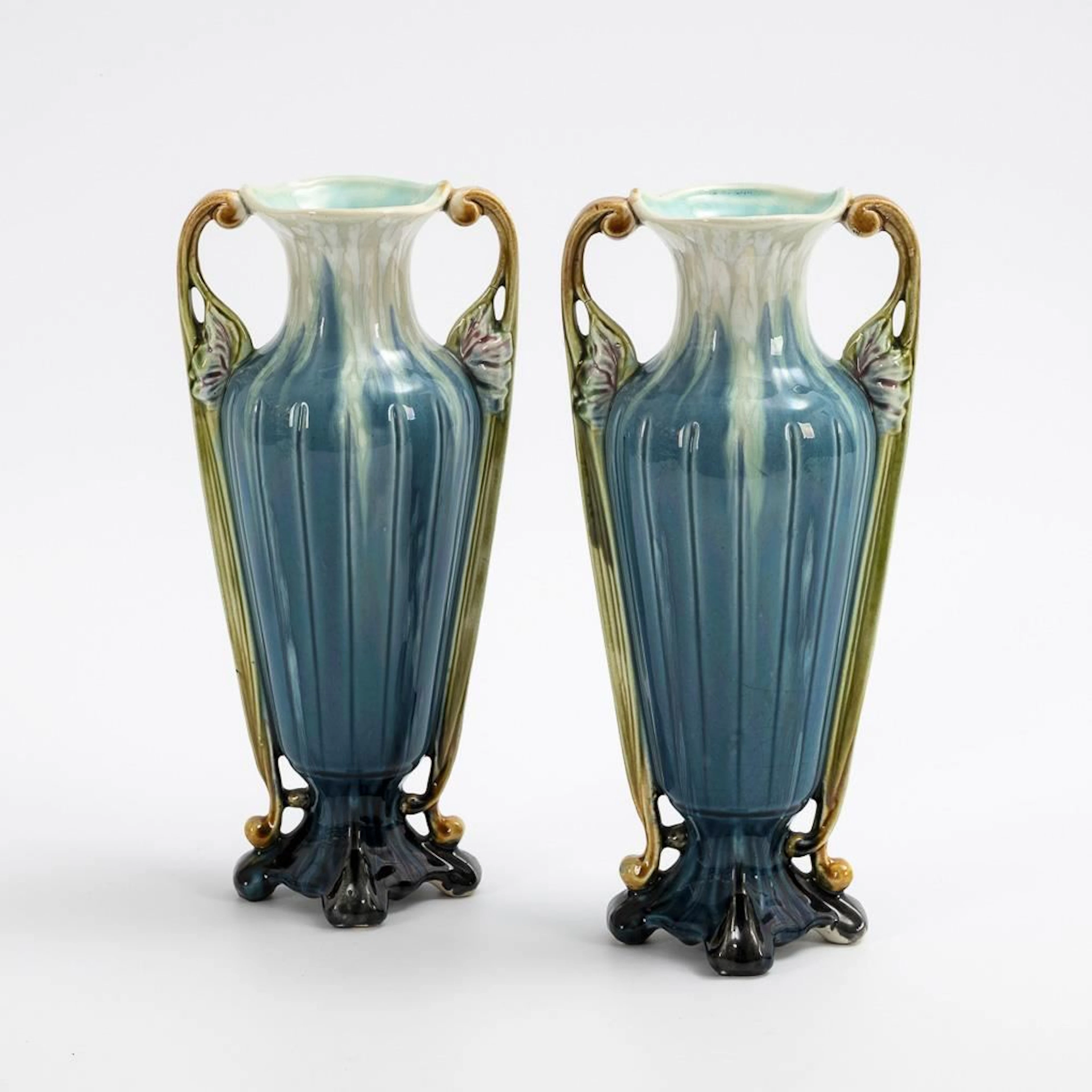 Pair of Art Nouveau vases. Faiencerie d'Onnaing.