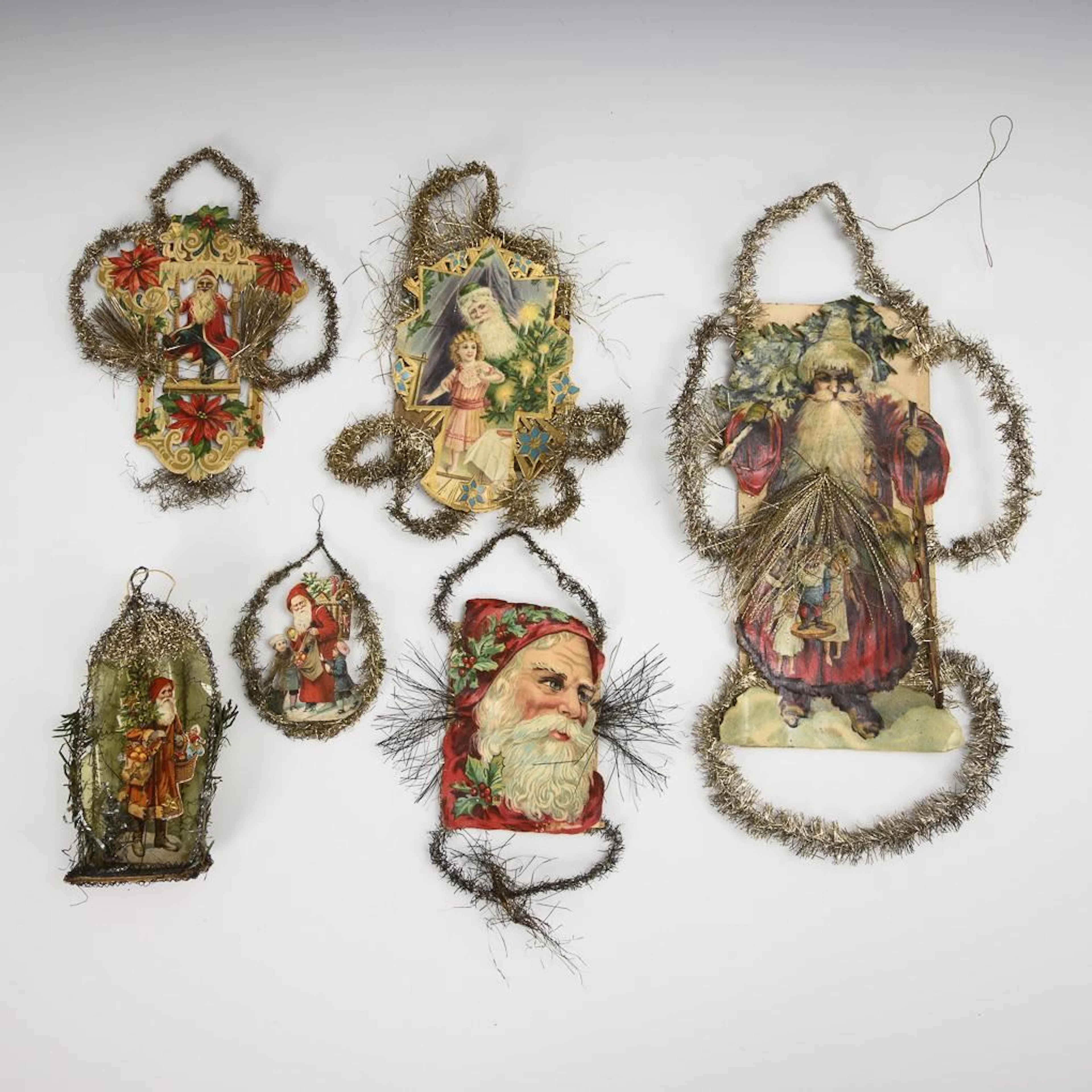 6 vintage Christmas tree ornaments.