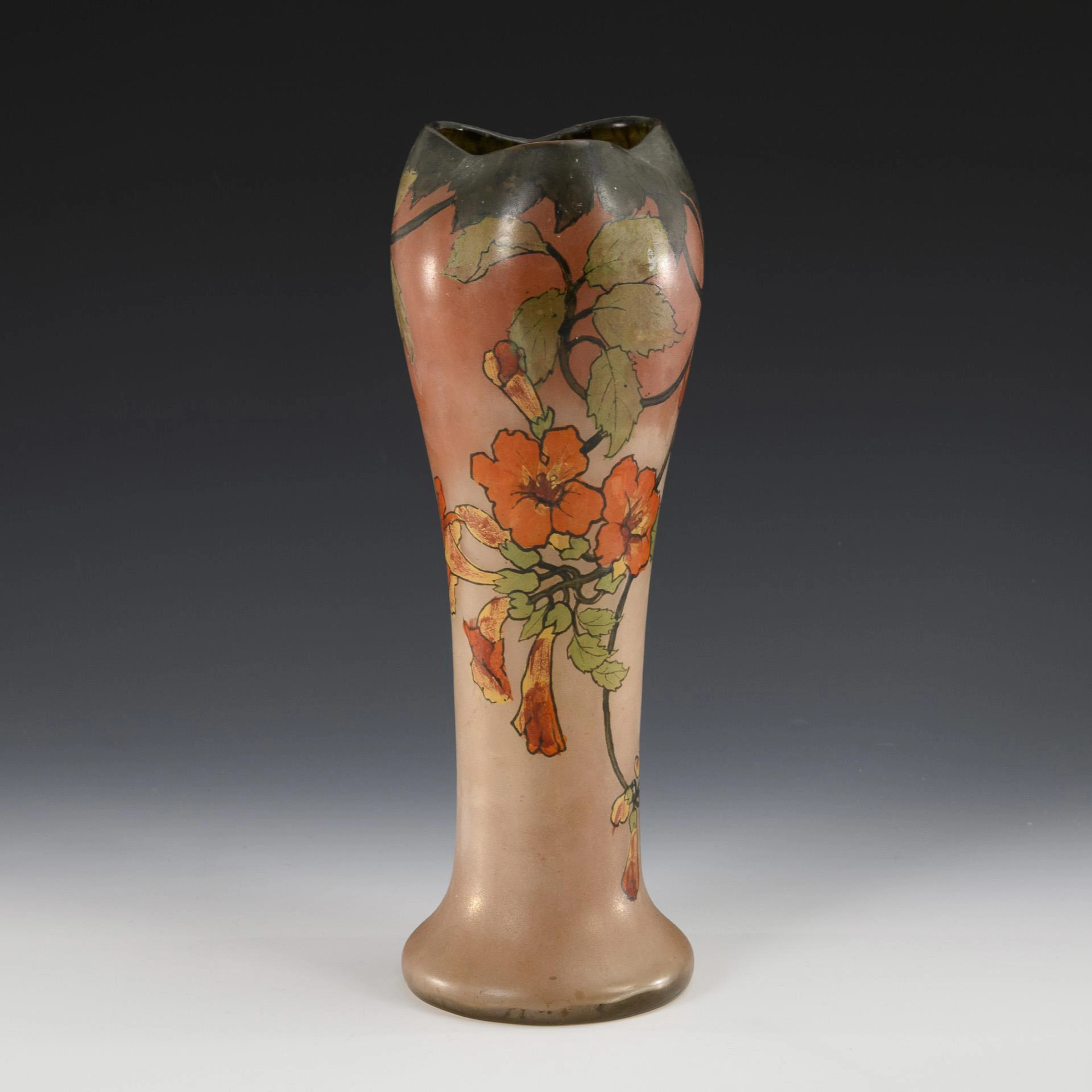 Art Nouveau vase with southern catalpa.