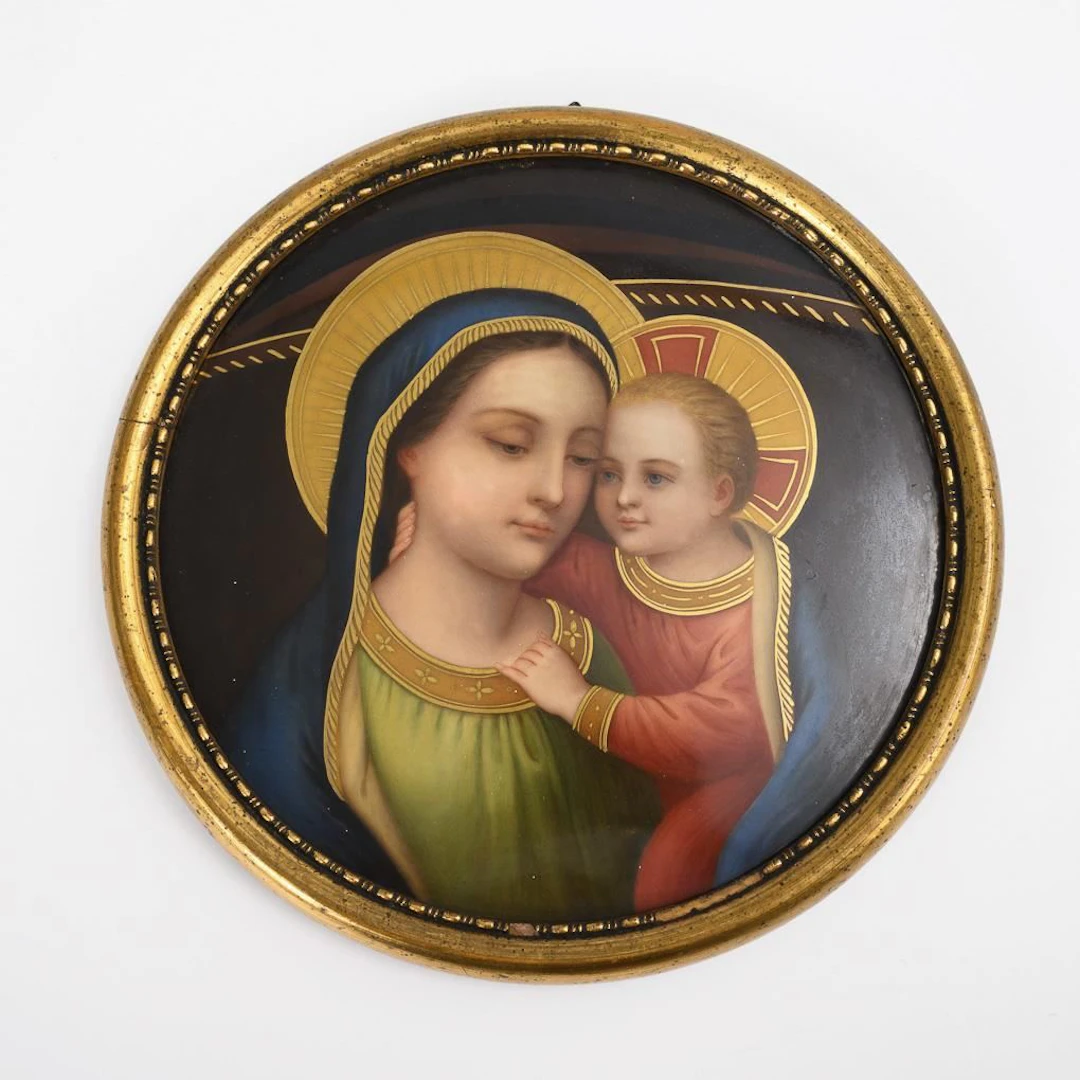 Porcelain painting: Mary with Child.