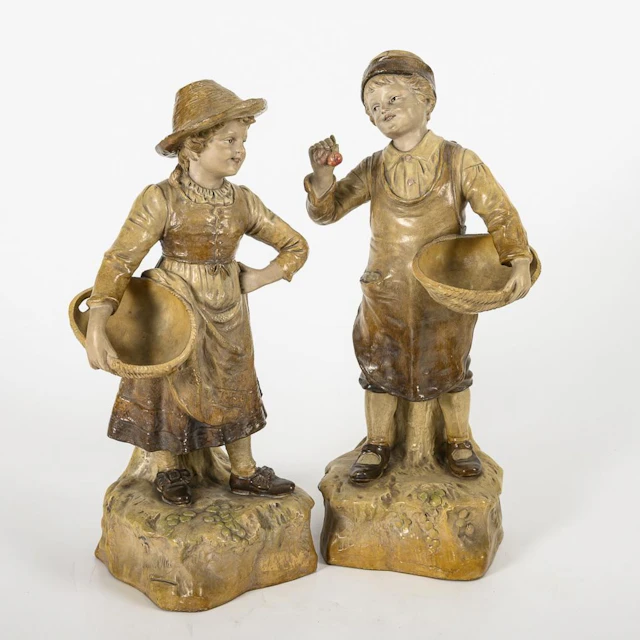 2 lamp bases: Children's Pair. Both by Johann Maresch, earthenware