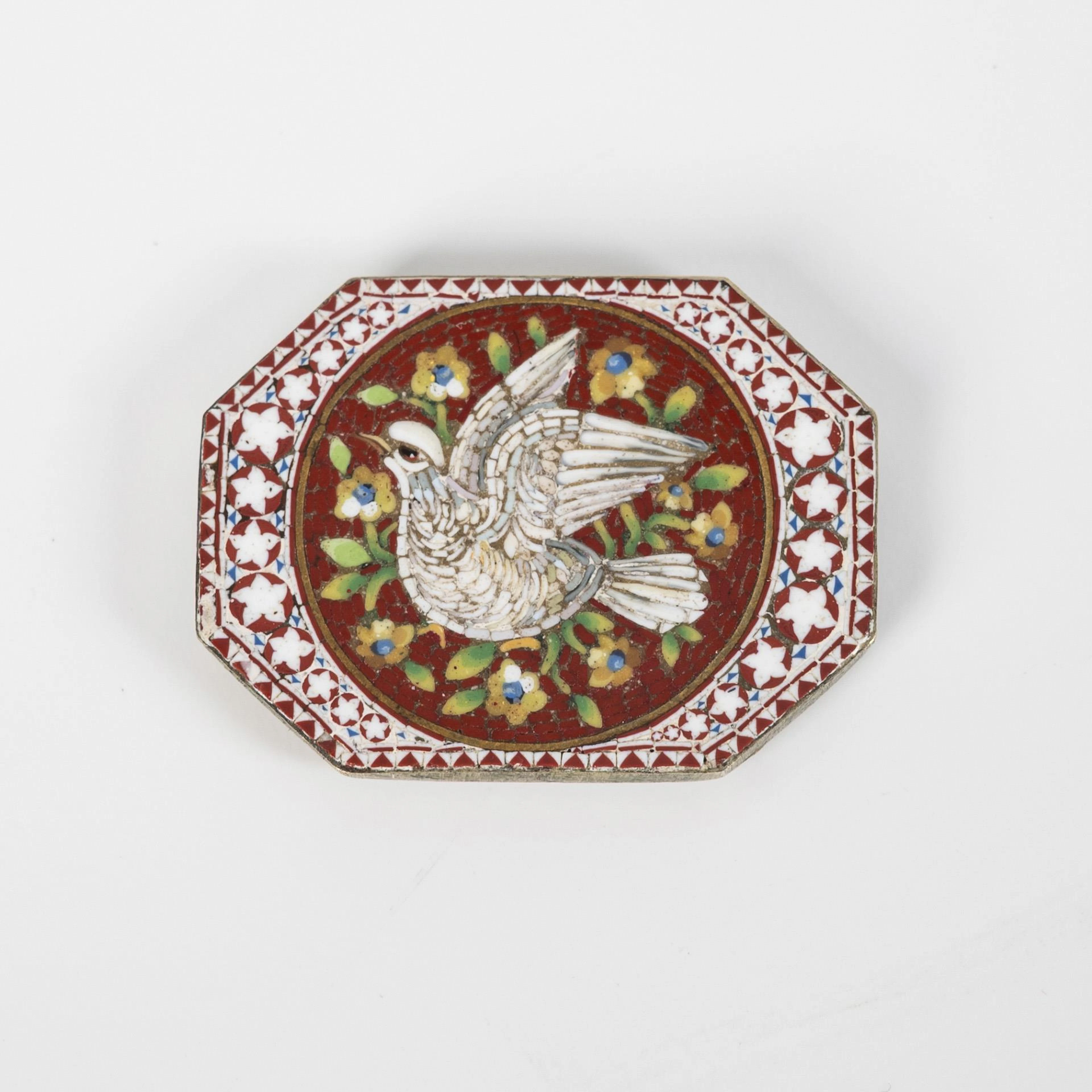Very finely worked micromosaic with dove.