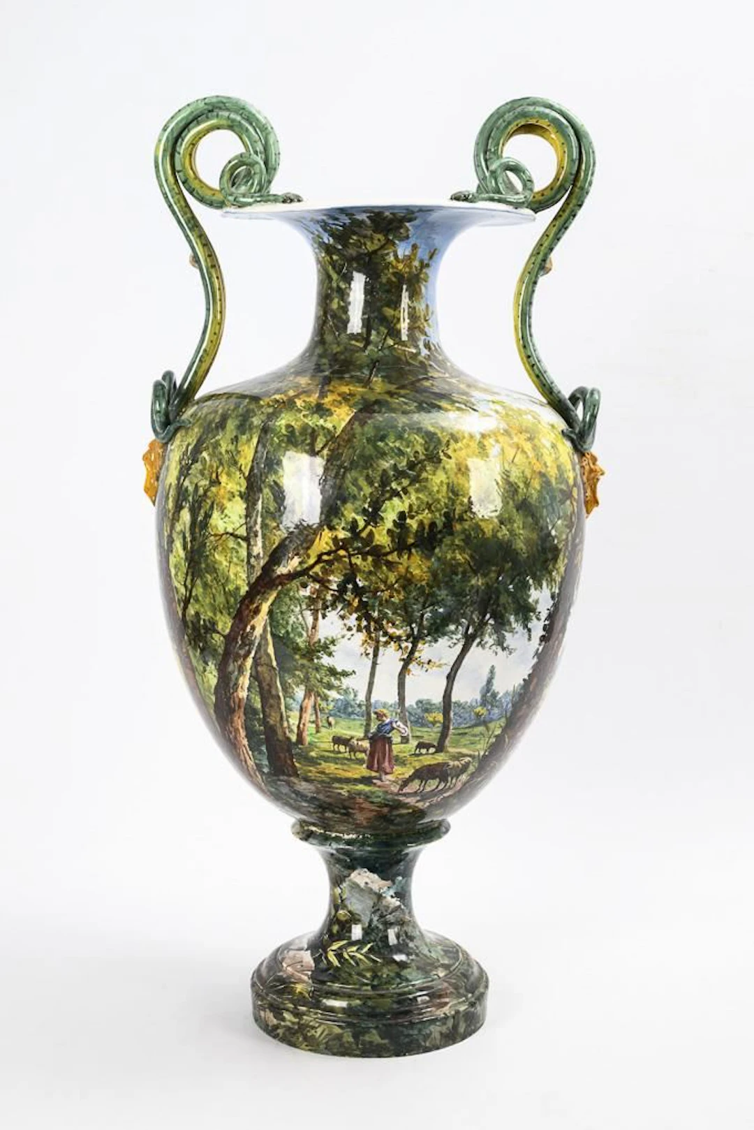 Very large faience floor vase.
