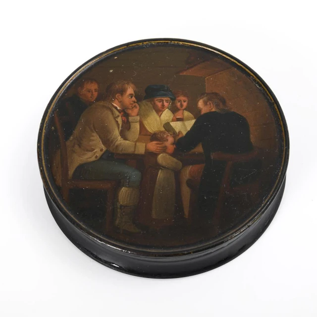 Snuff box with a tavern scene.