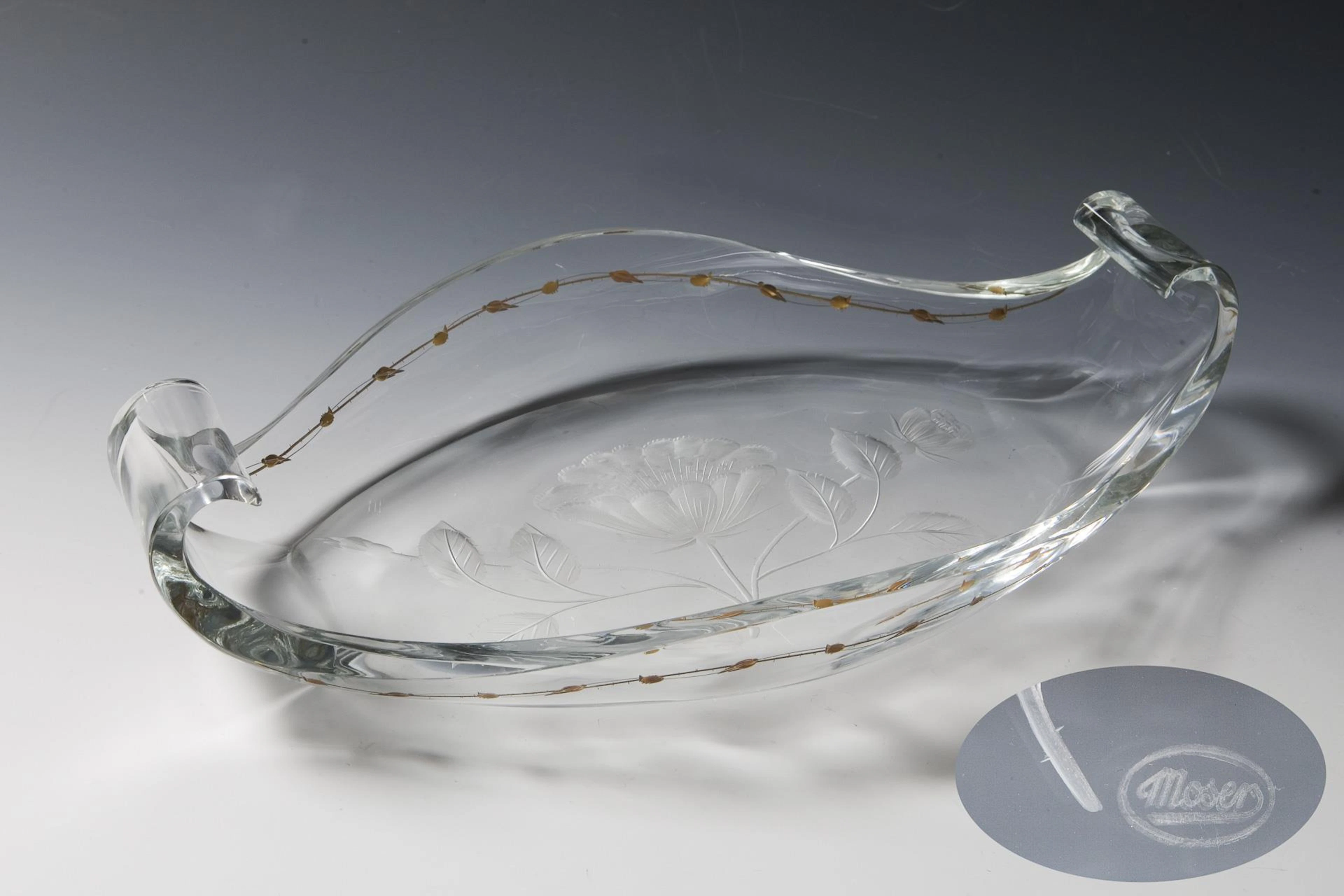 Large bowl with handle. Ludwig Moser & Söhne, Karlsbad.