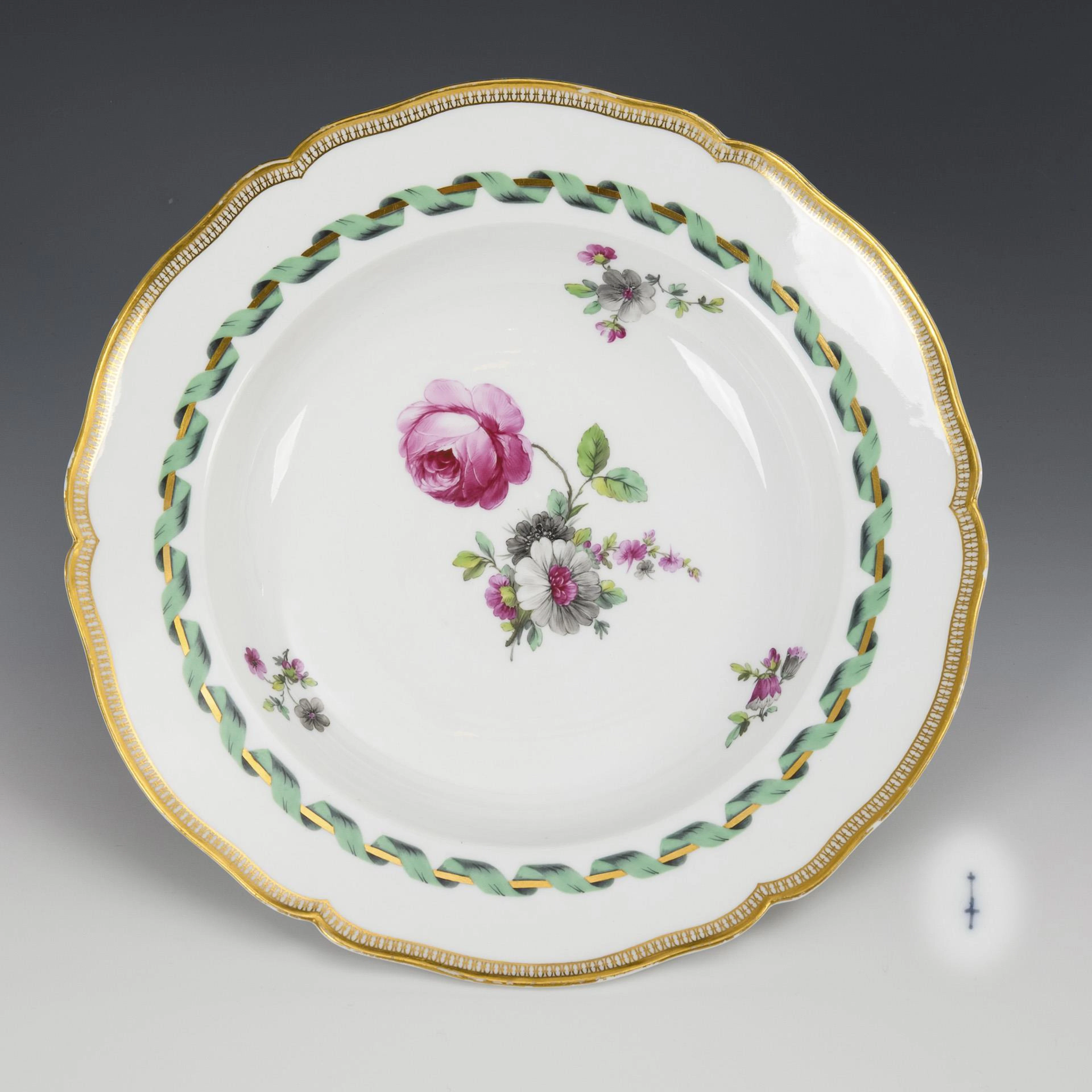 Soup plate with flower painting. KPM Berlin.