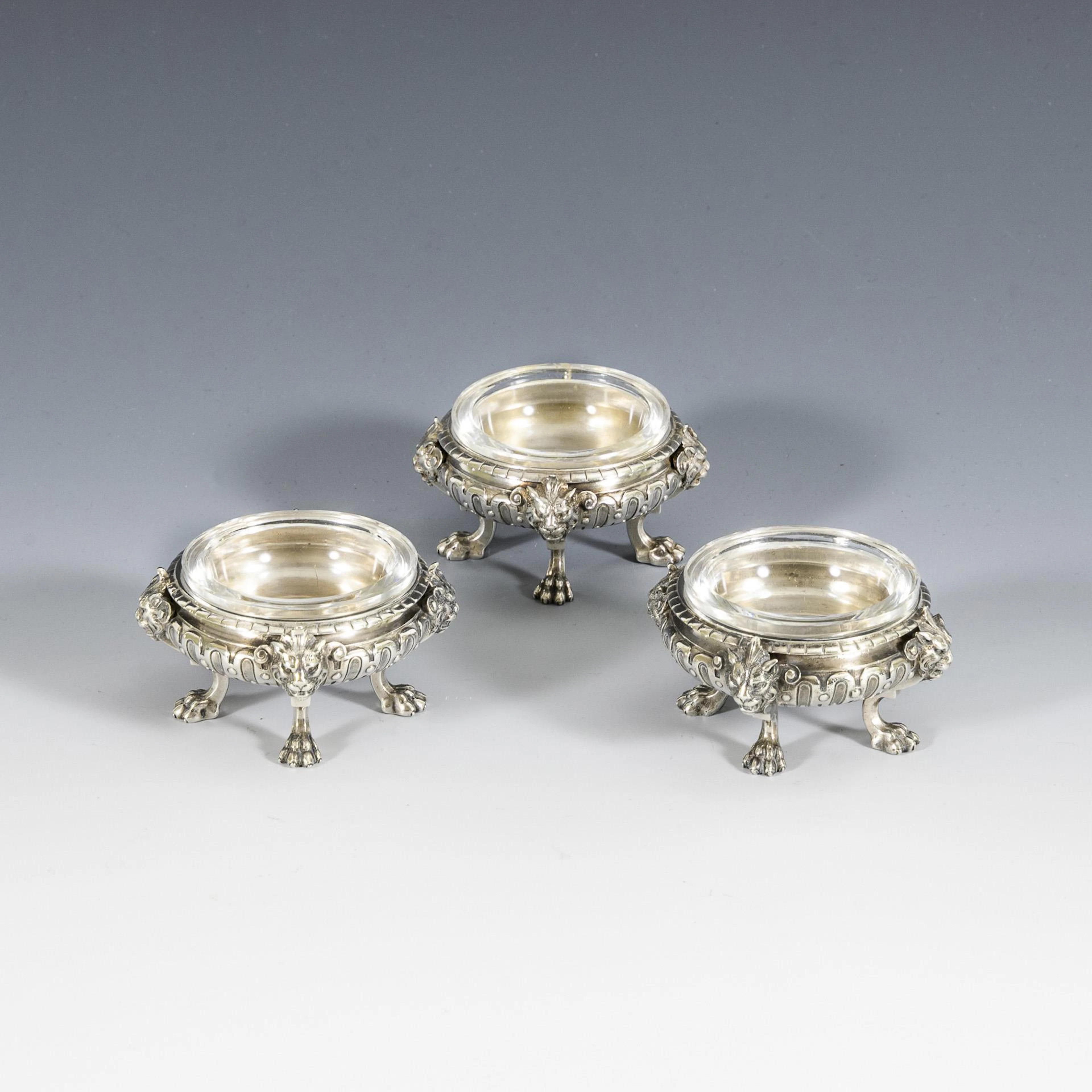 3 French Salières. Froment-Meurice, Paris.