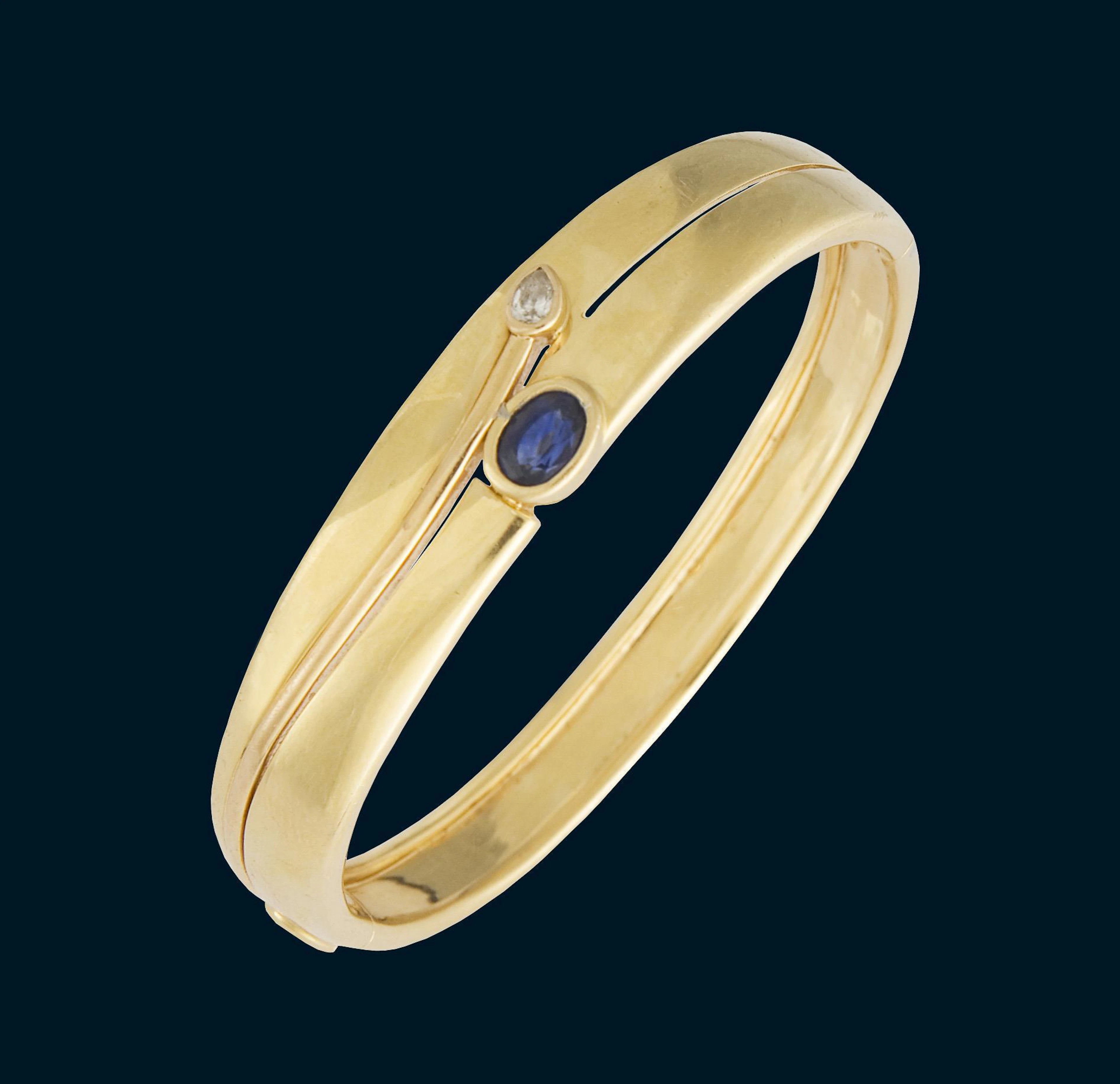 Sapphire diamond bangle. Cadeaux Jewellery.