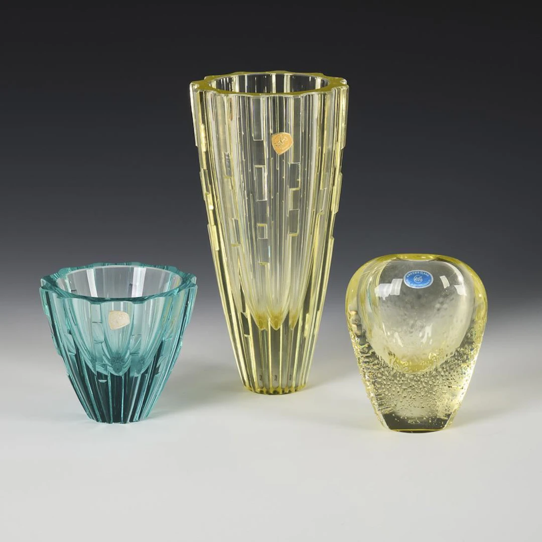 3 modern vases. Zelezný Brod Sklo.